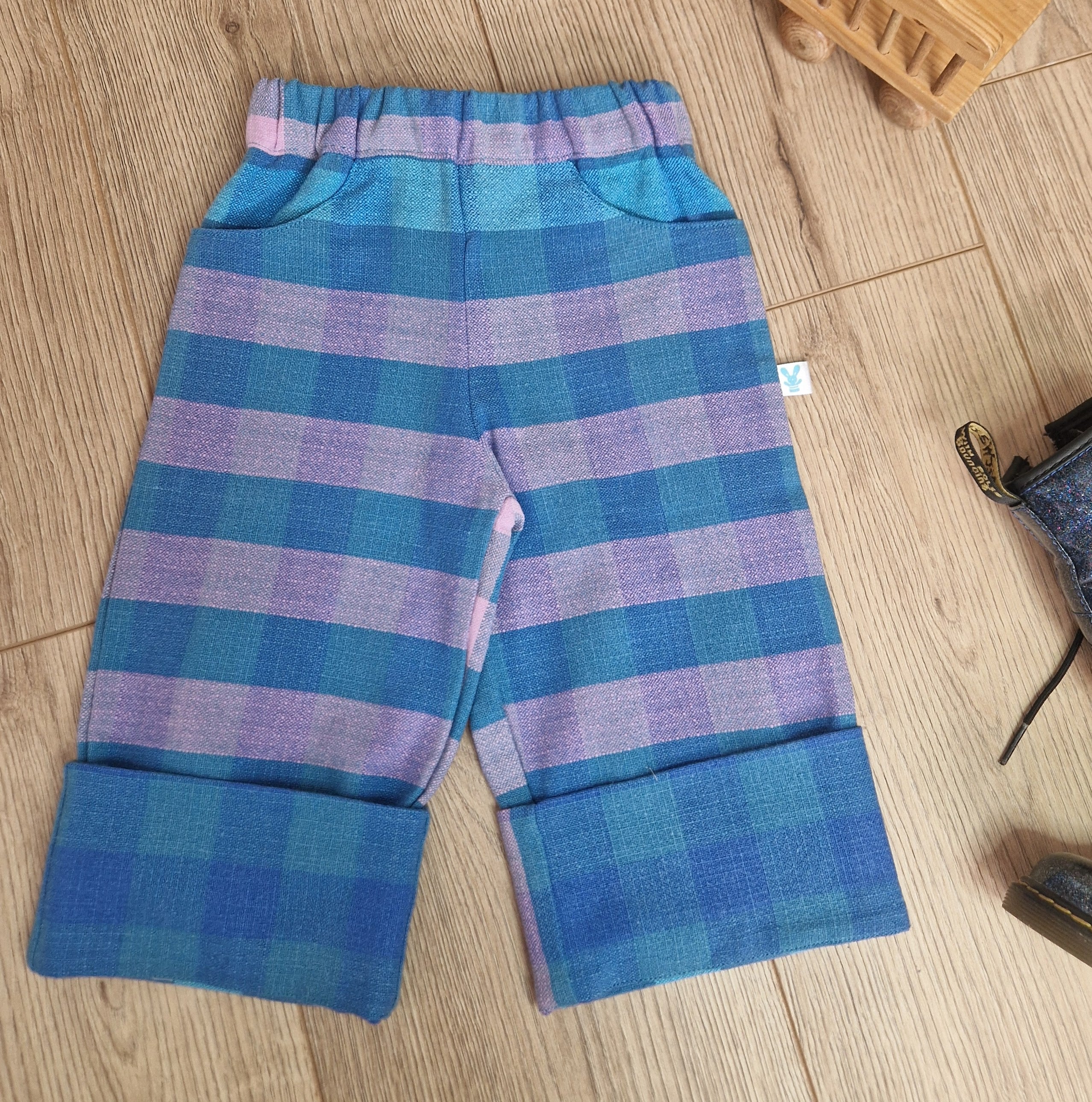 Blue Pink Gradient Checkered Trousers - Aged 1-2