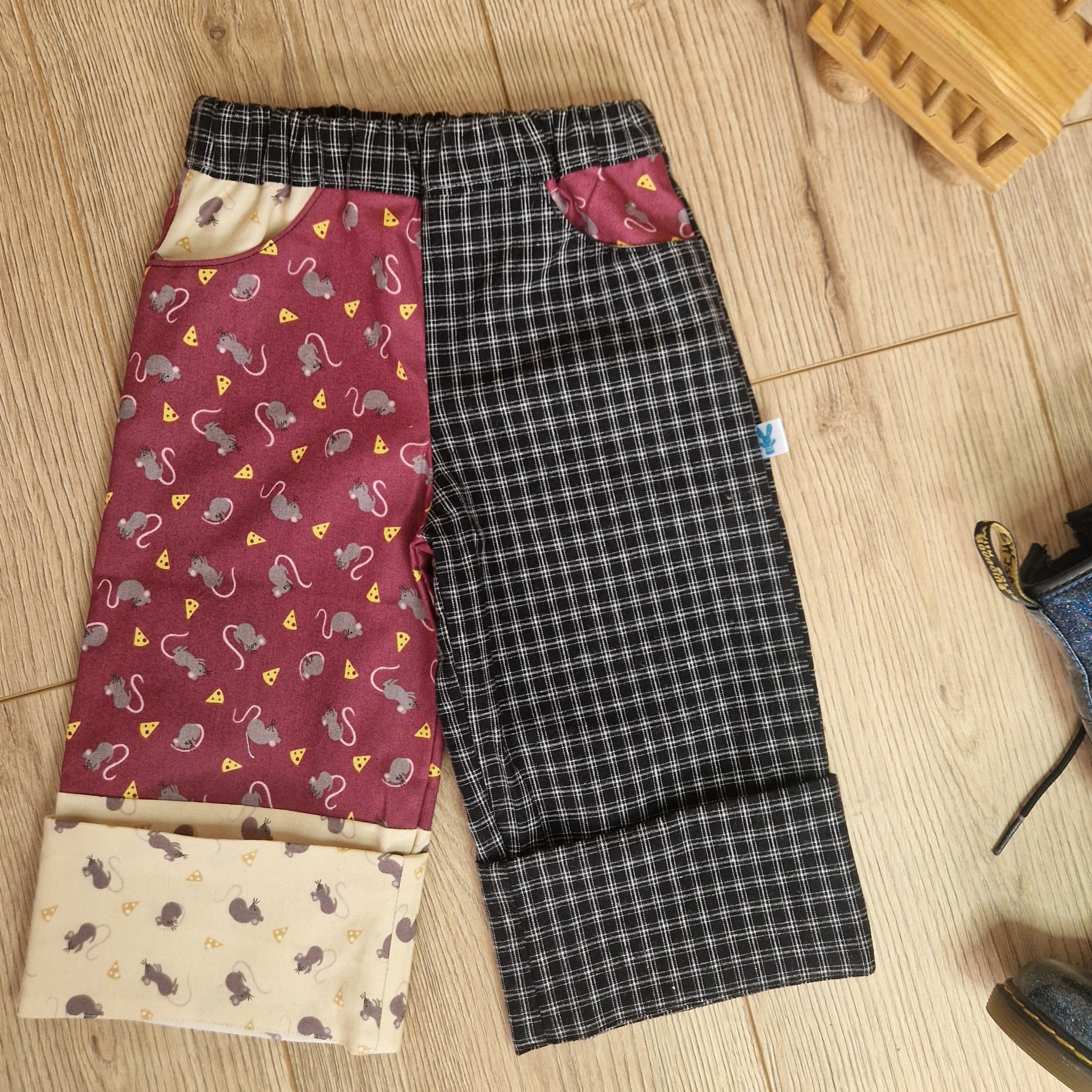 Mouse and Cheese Checkered Trousers - Aged 1-2