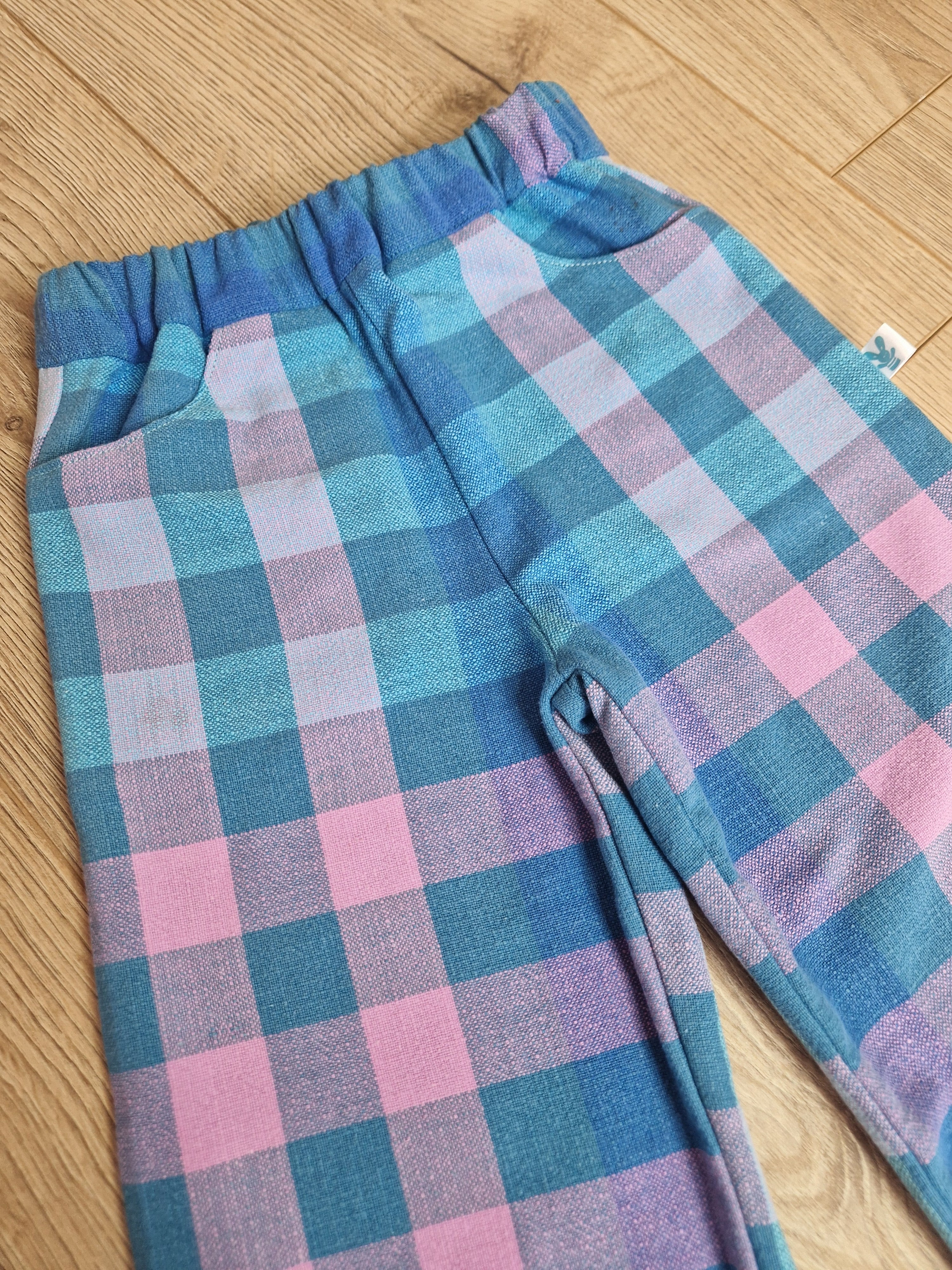 Blue Pink Gradient Checkered Trousers - Aged 3-4