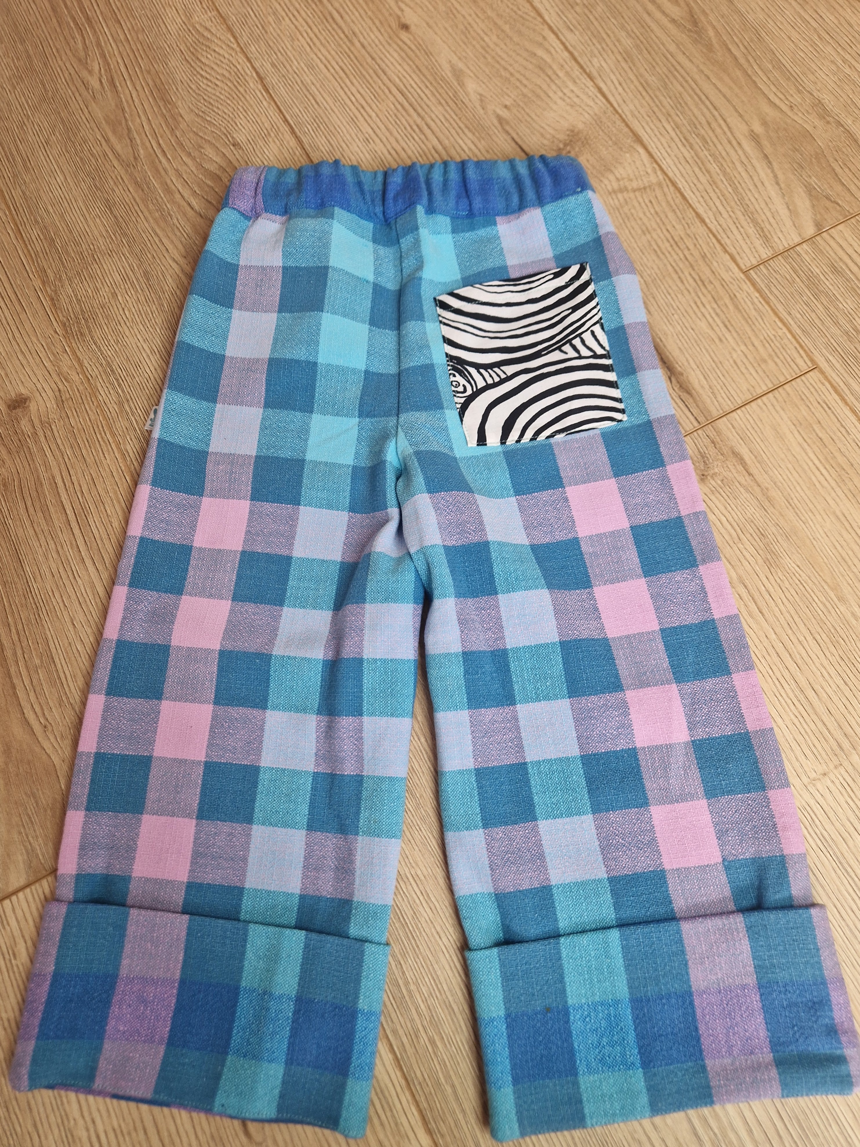 Blue Pink Gradient Checkered Trousers - Aged 3-4