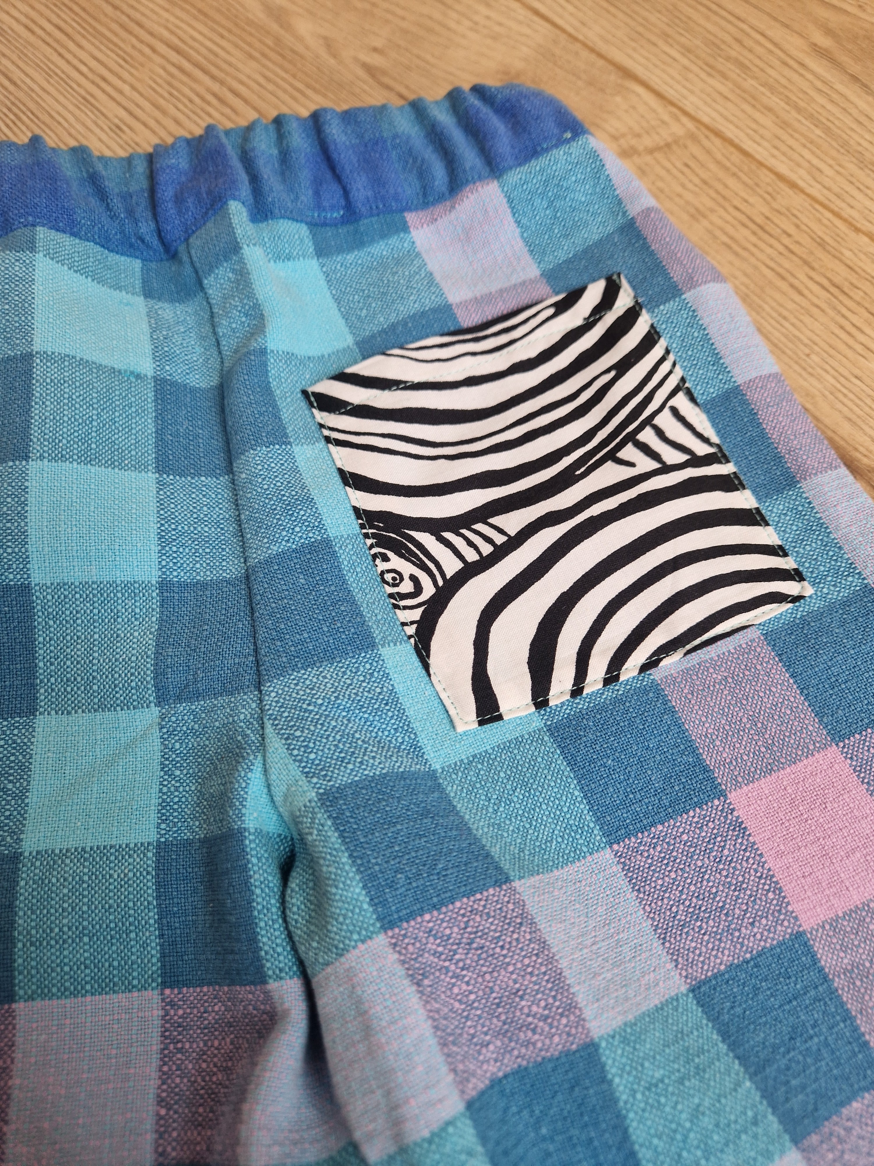 Blue Pink Gradient Checkered Trousers - Aged 3-4