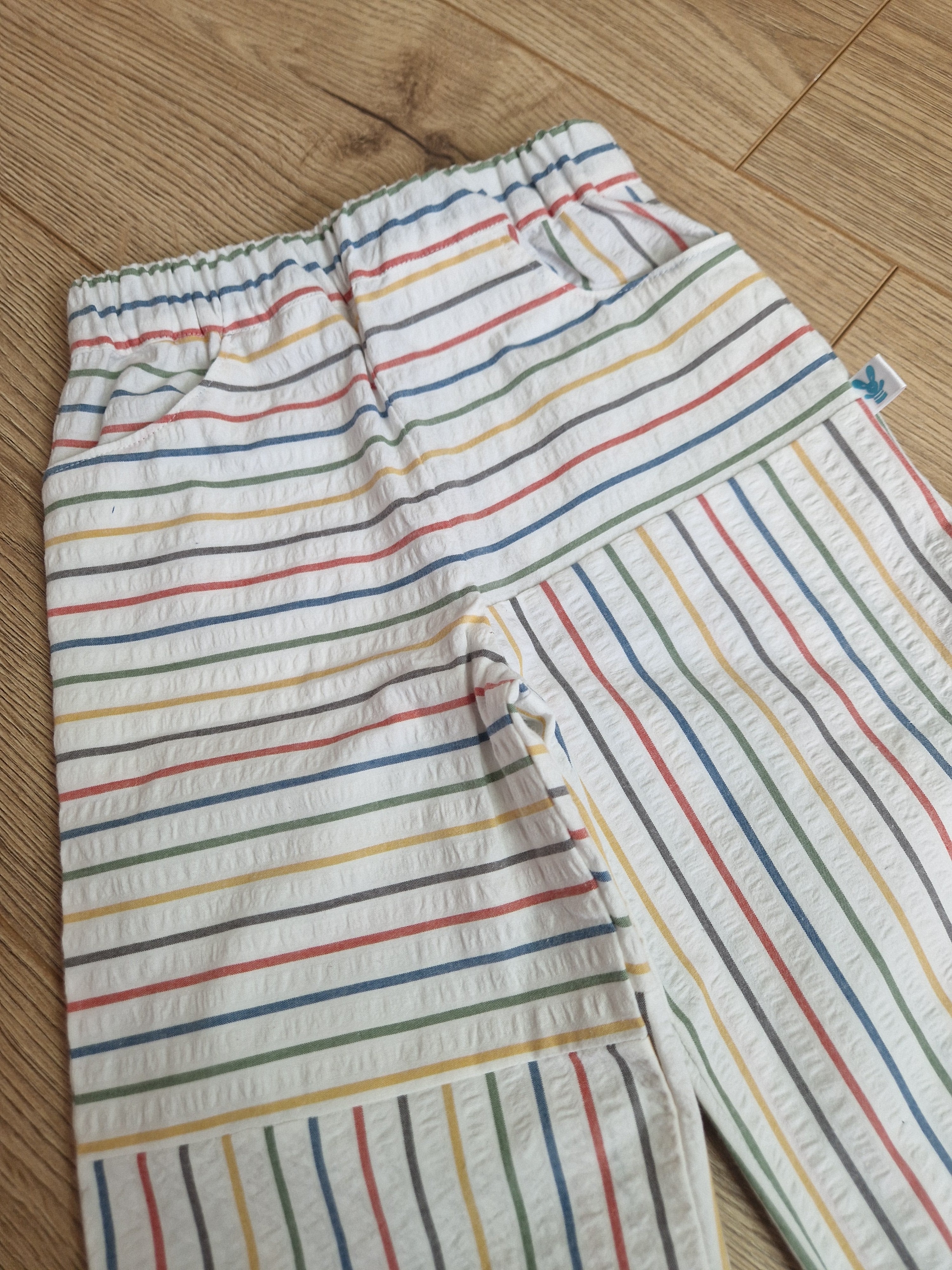 White Rainbow Striped Trousers - Aged 3-4