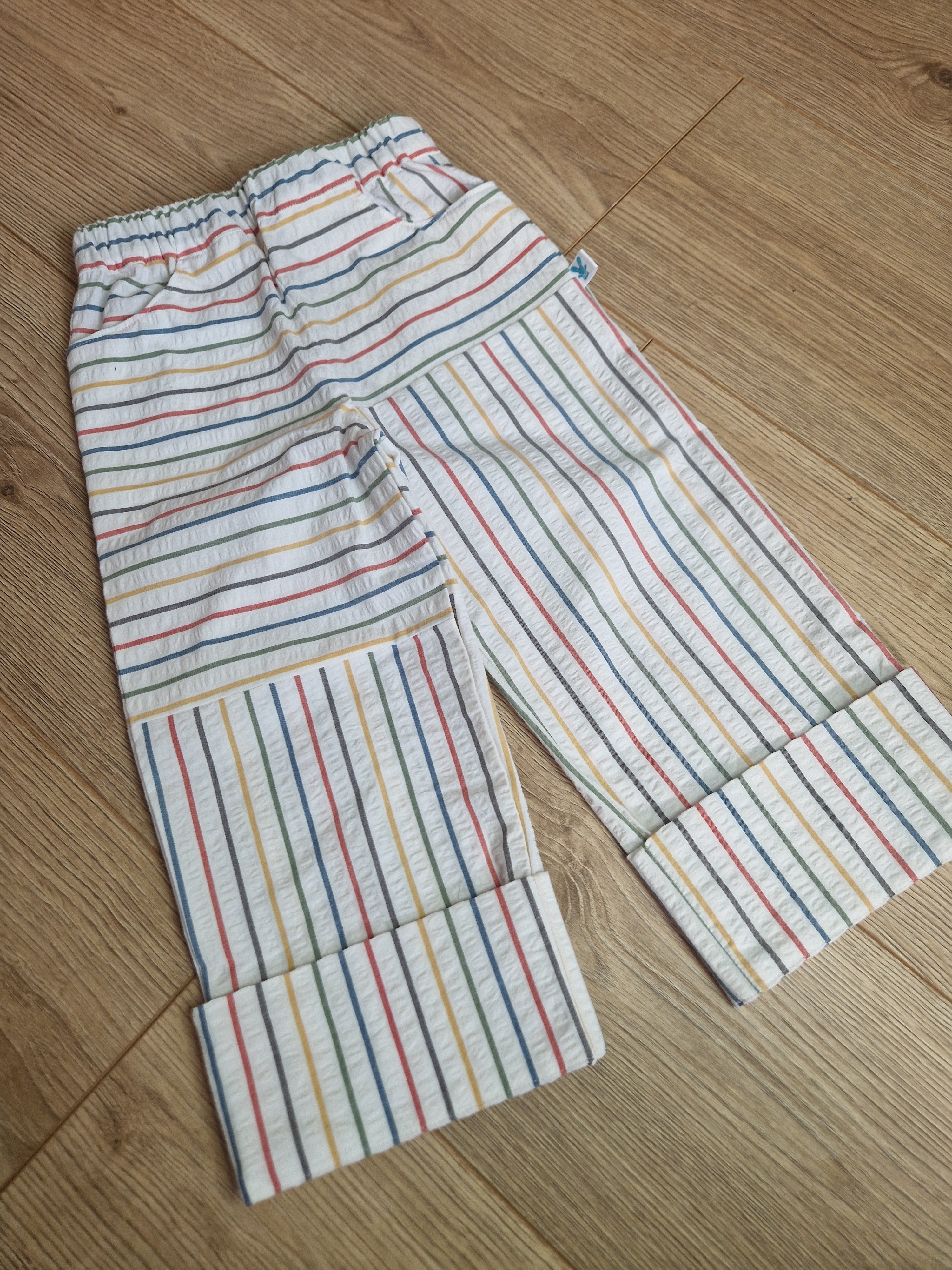 White Rainbow Striped Trousers - Aged 3-4