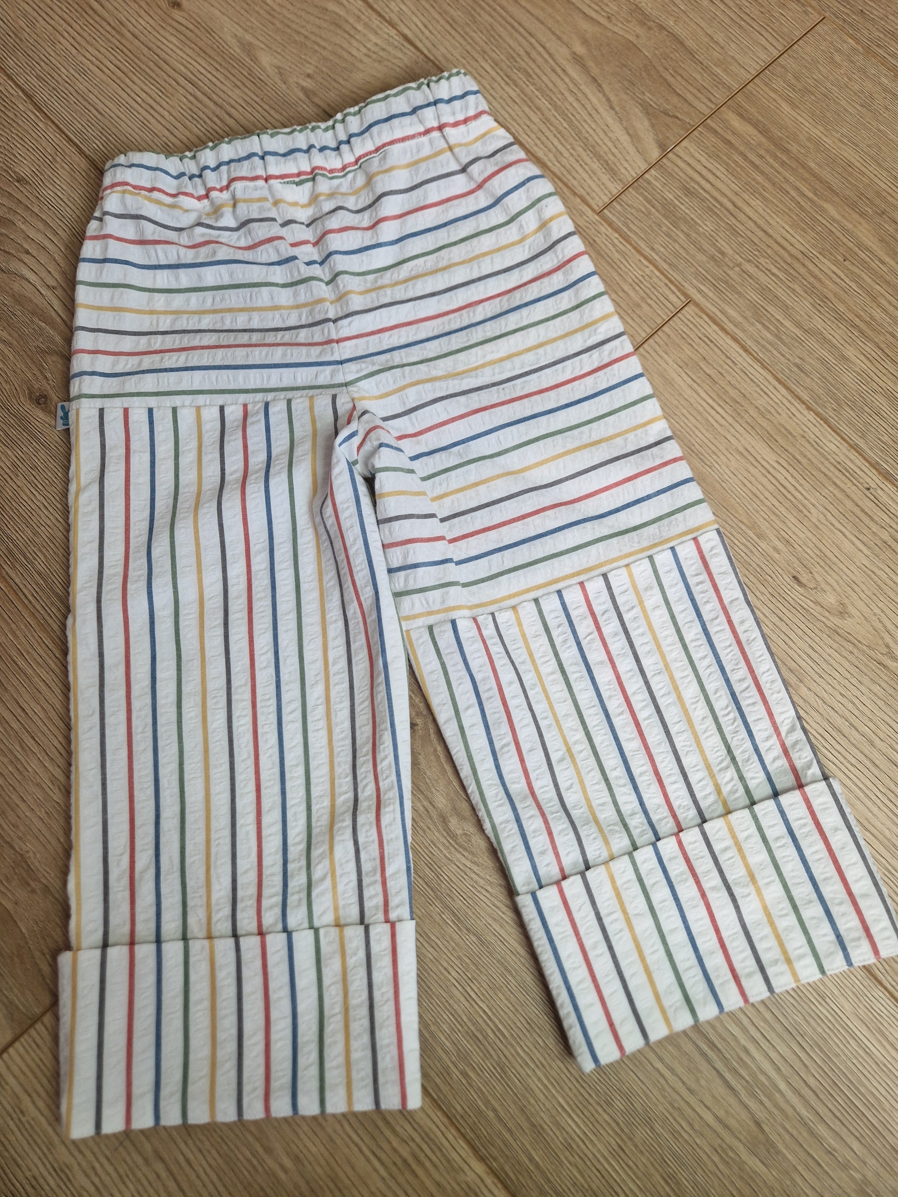 White Rainbow Striped Trousers - Aged 3-4