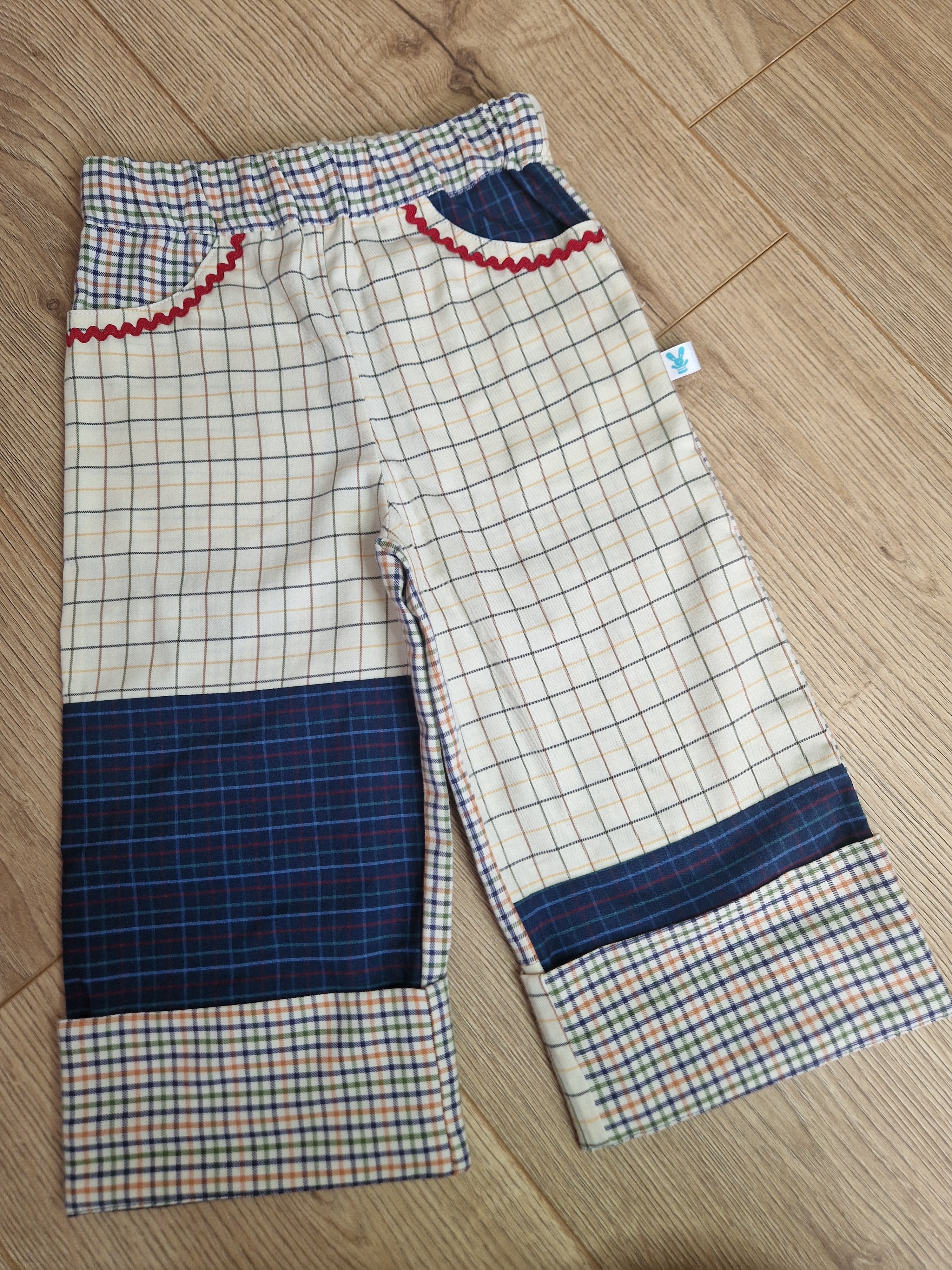Upcycled Checkered Patch Trousers - Aged 2-3
