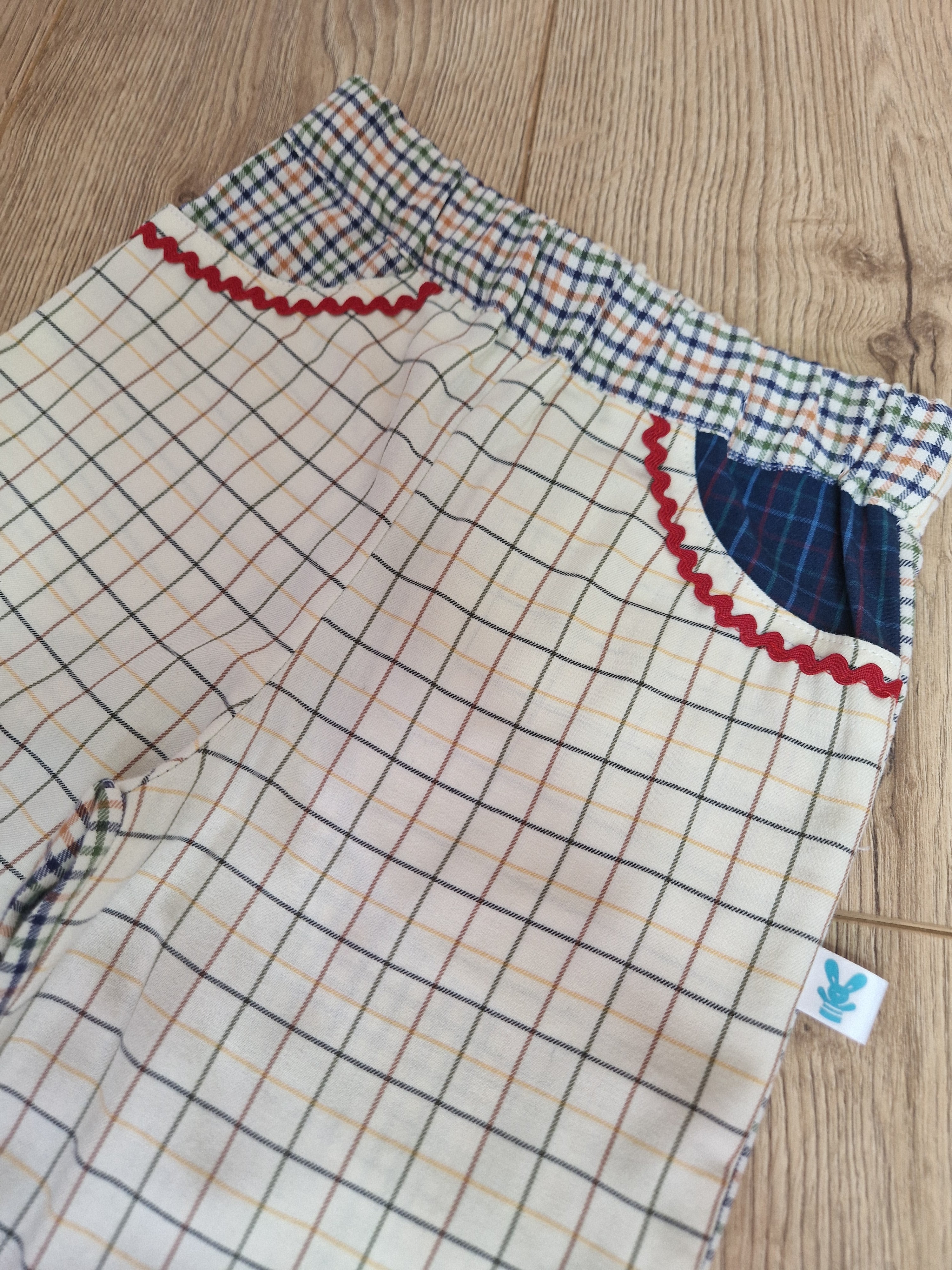 Upcycled Checkered Patch Trousers - Aged 2-3
