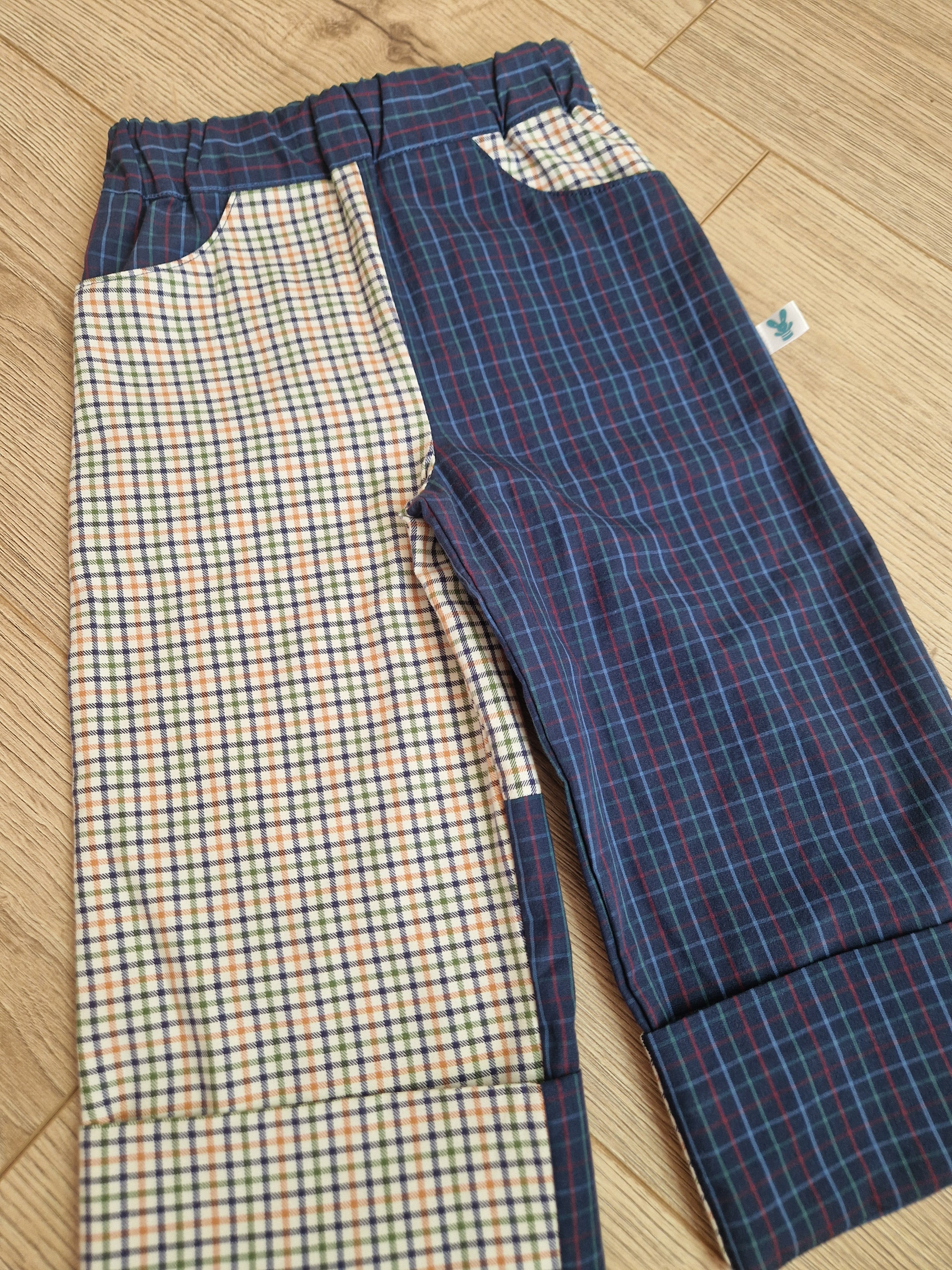 Upcycled Checkered Patch Trousers - Aged 2-3