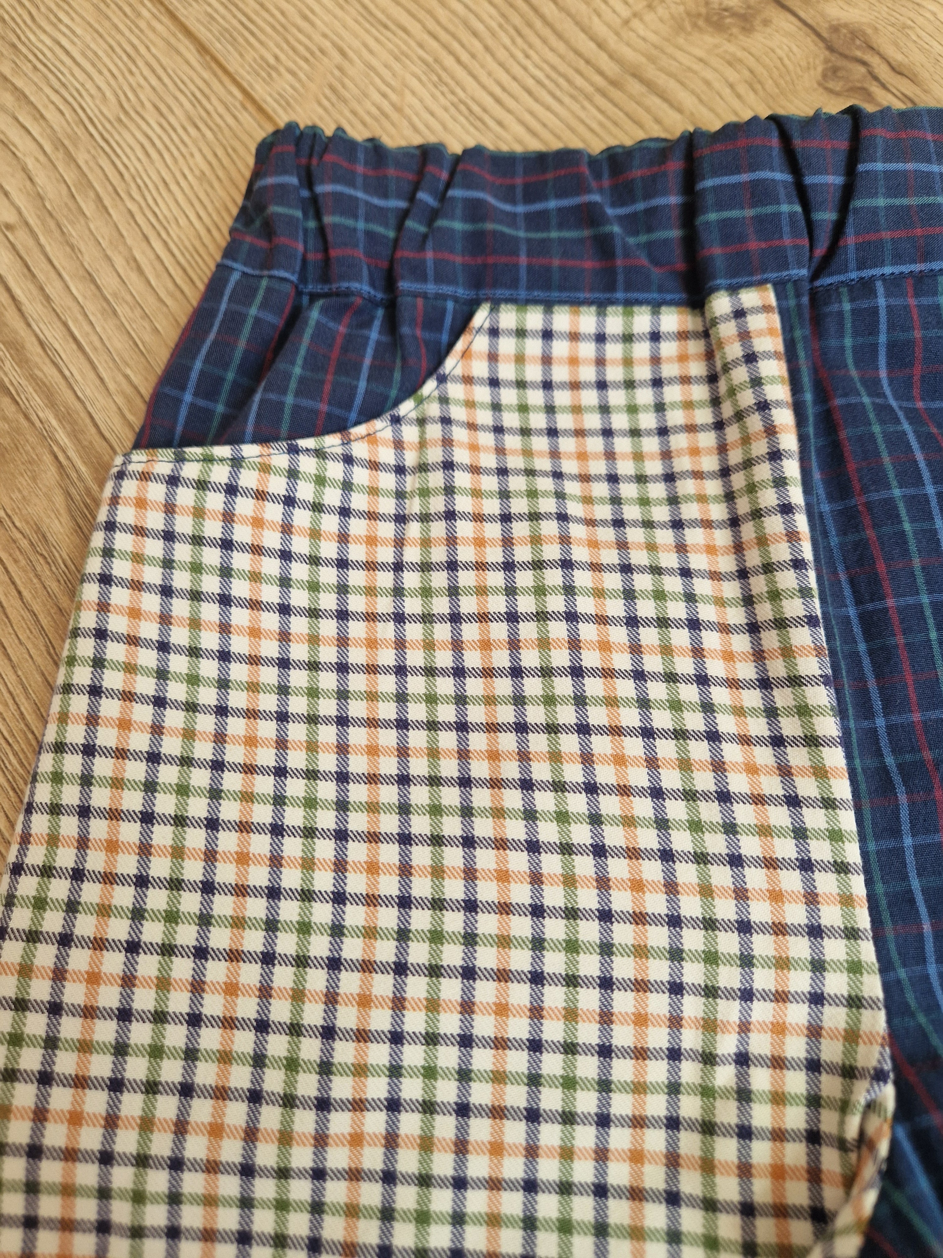 Upcycled Checkered Patch Trousers - Aged 2-3