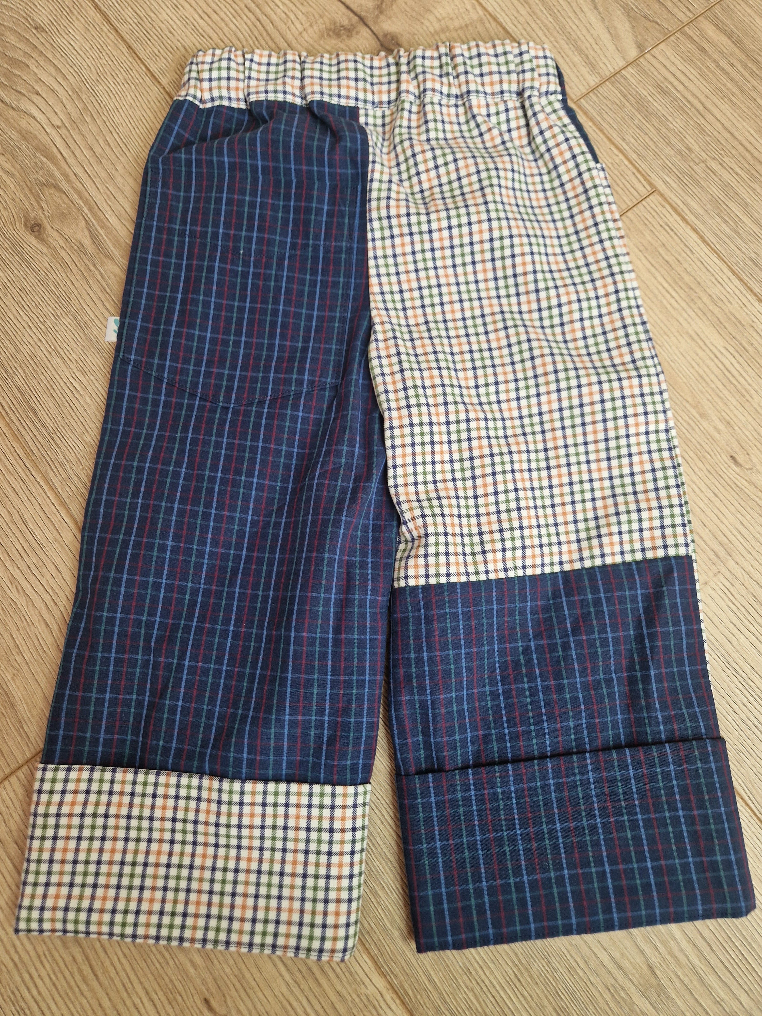 Upcycled Checkered Patch Trousers - Aged 2-3
