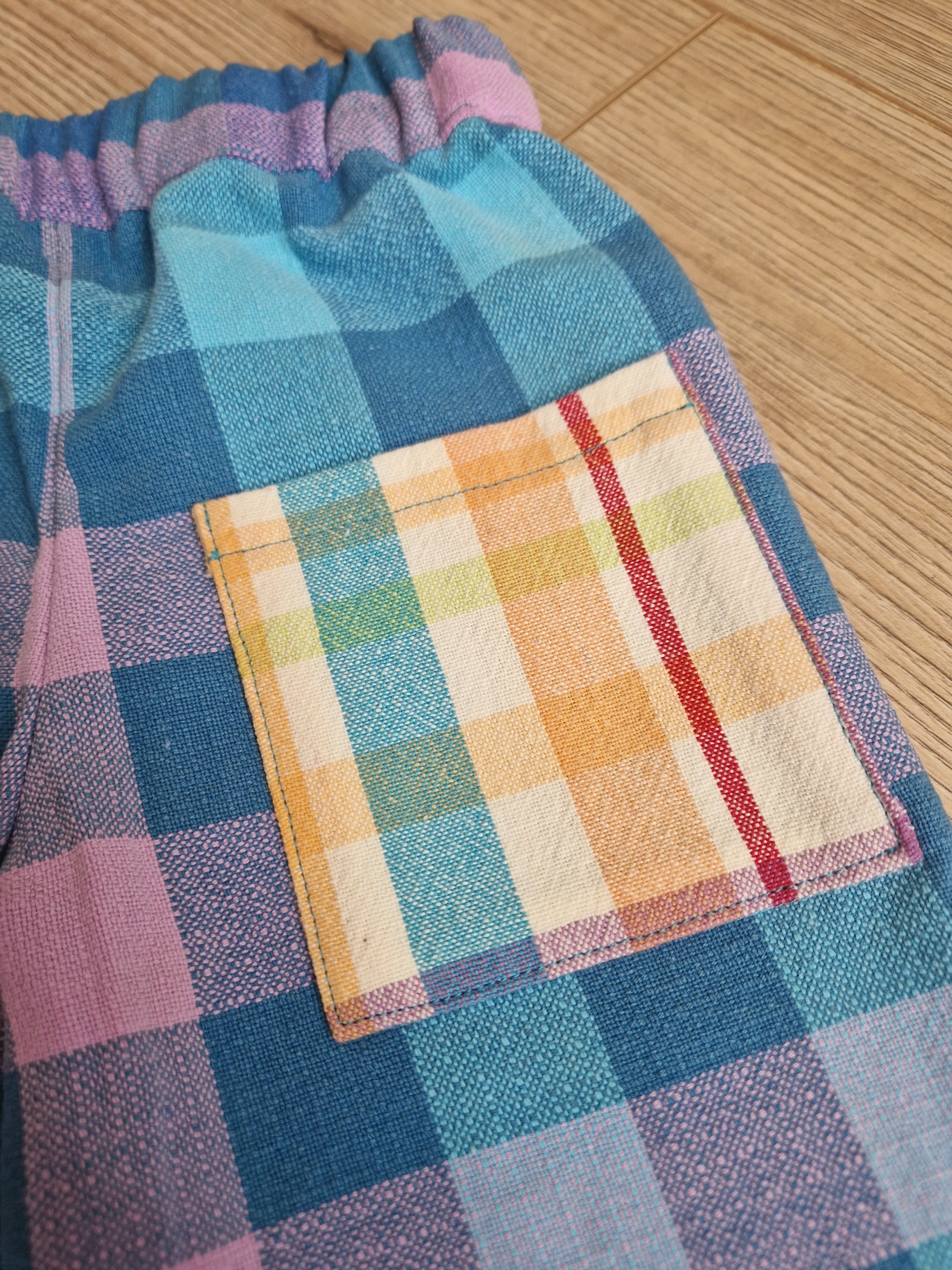 Blue Pink Gradient Checkered Trousers - Aged 1-2