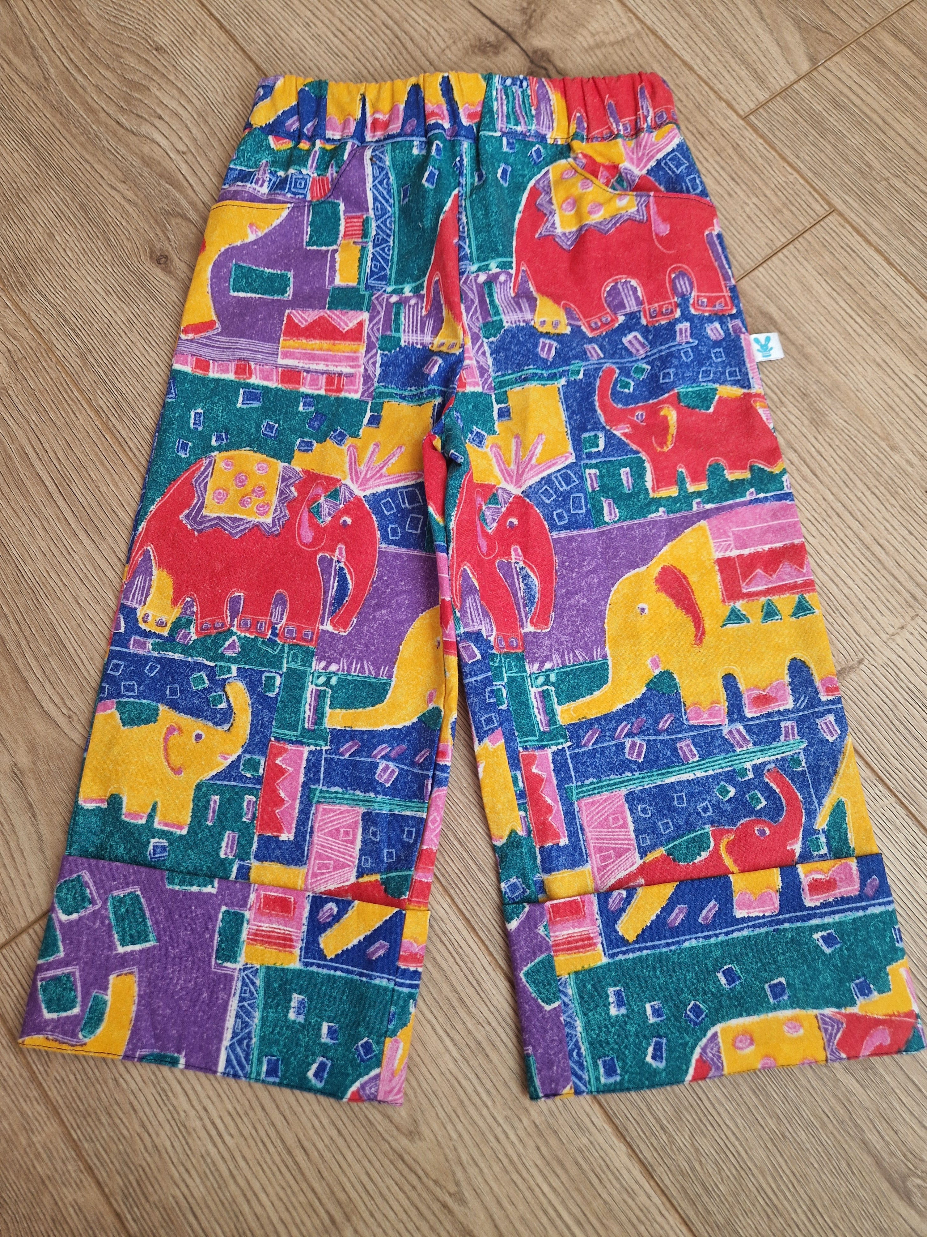 90's Style Elephant Print Trousers - Aged 3-4