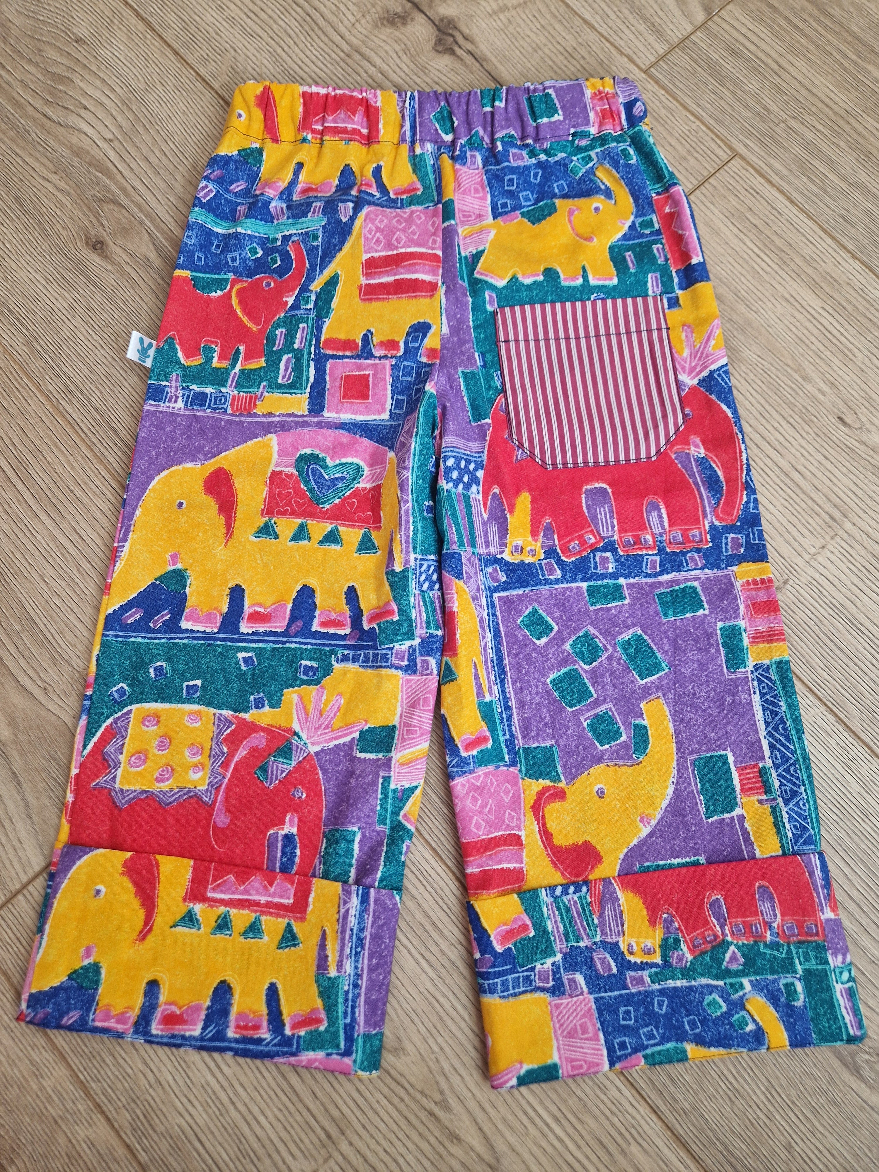 90's Style Elephant Print Trousers - Aged 3-4