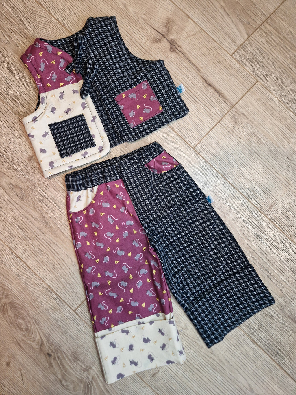Reversible Mouse and Cheese Checkered Waistcoat - Aged 1-2