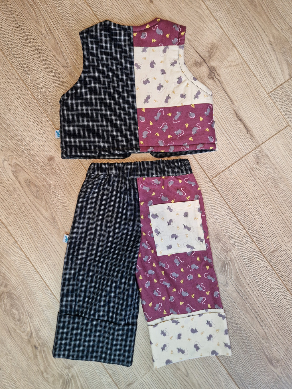 Reversible Mouse and Cheese Checkered Waistcoat - Aged 1-2