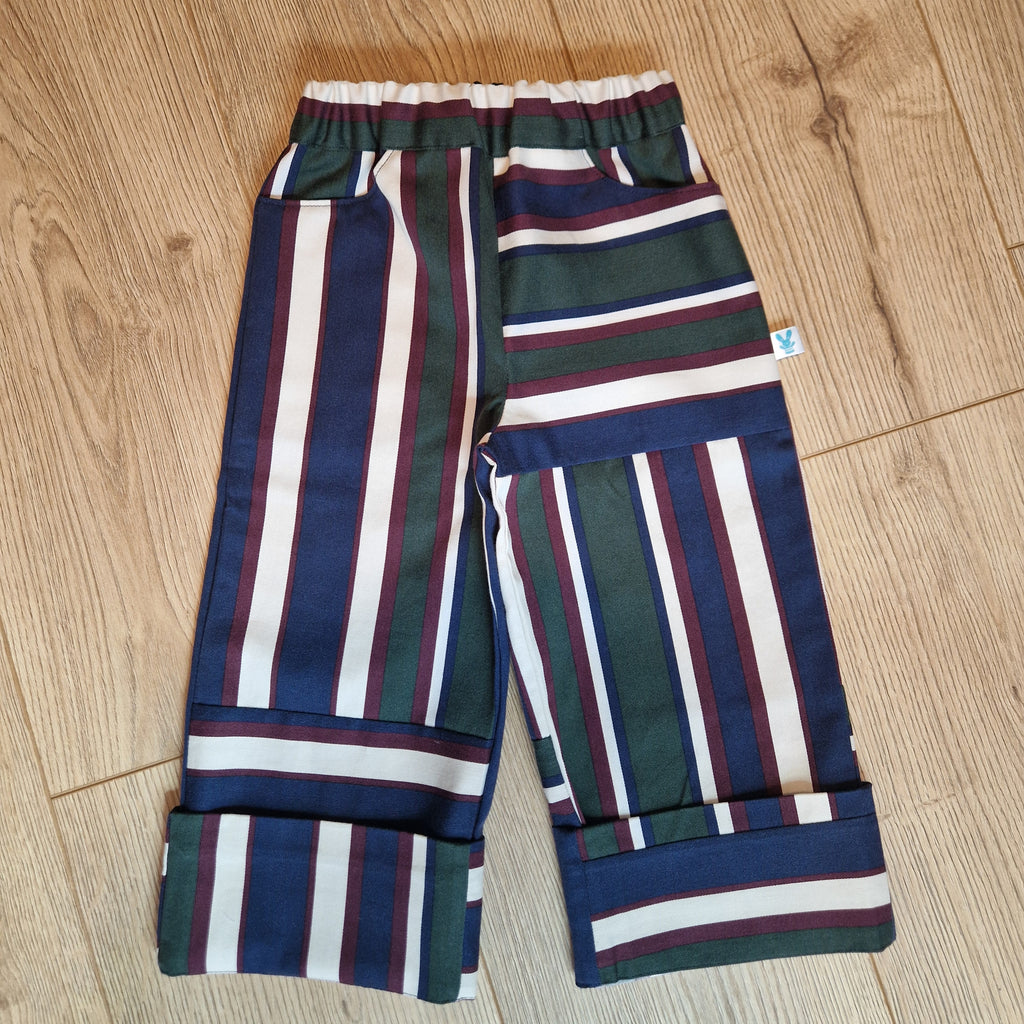 Burgendy Navy Striped Trousers - Aged 2-3