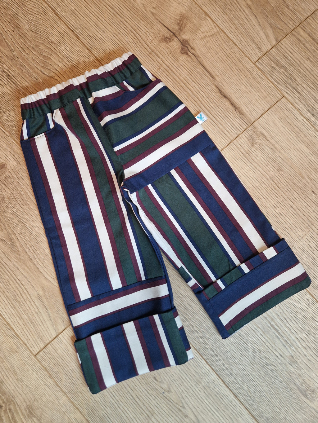 Burgendy Navy Striped Trousers - Aged 2-3