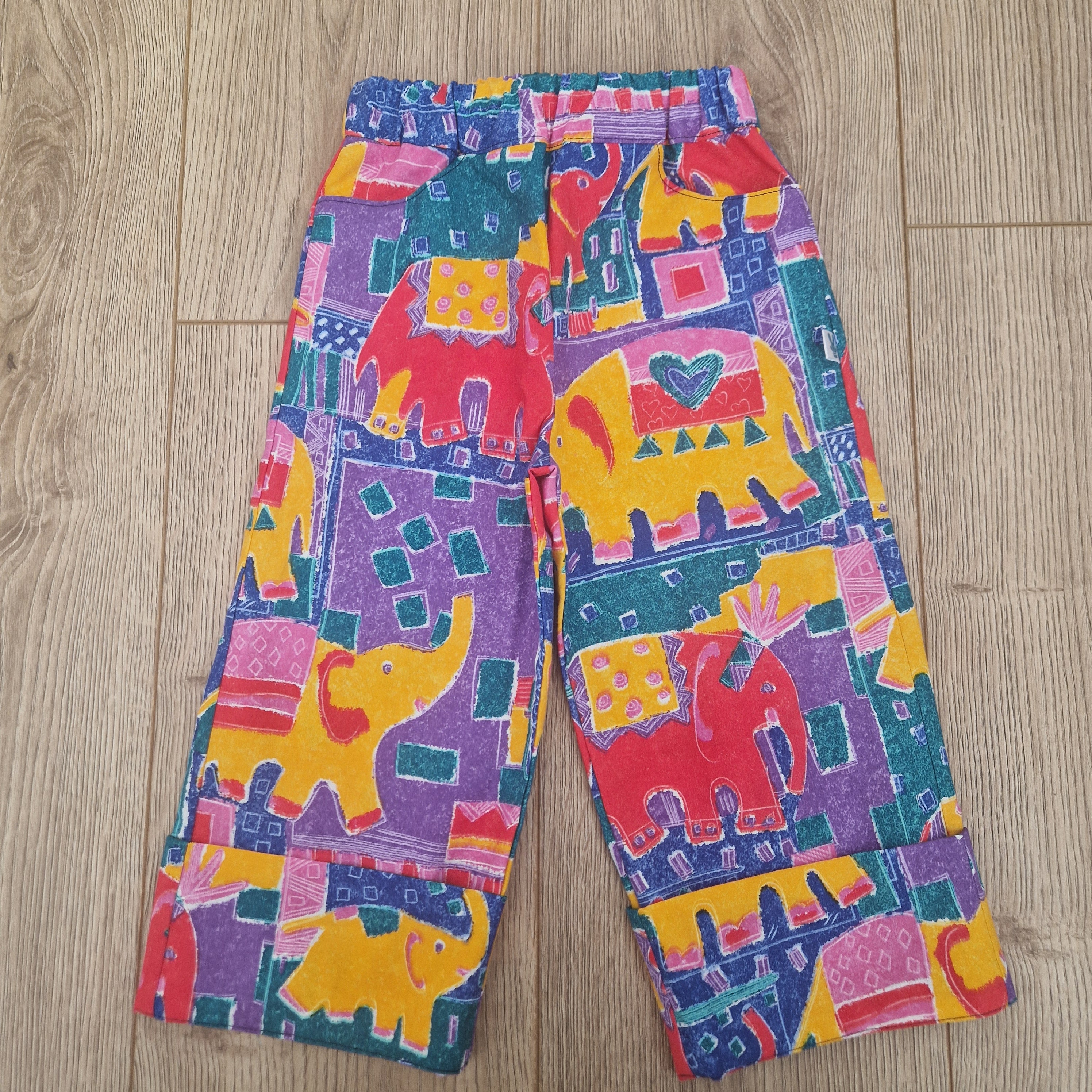 90's Style Elephant Print Trousers - Aged 2-3