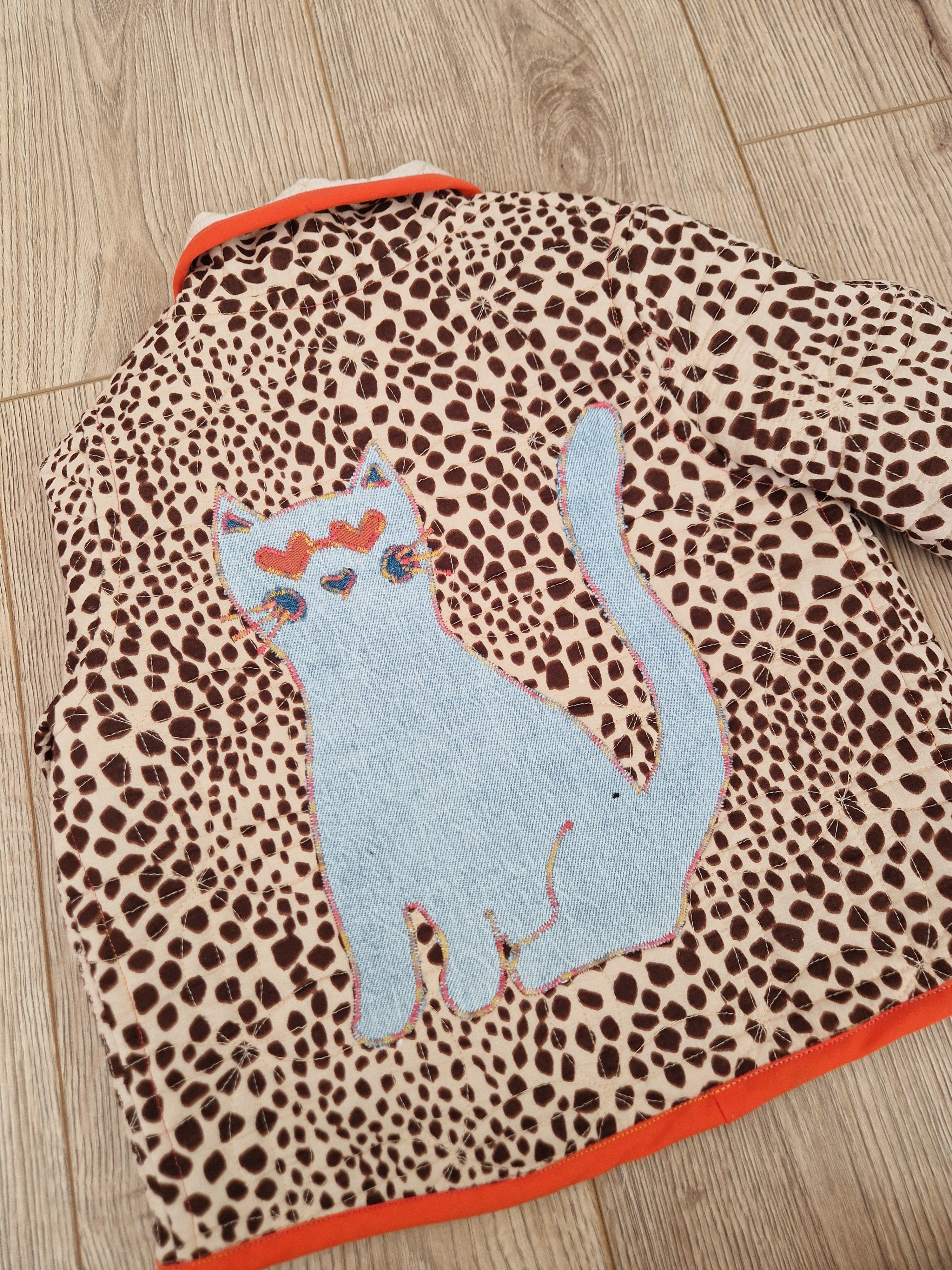 Animal Print Jacket with appliqué cat back piece - Aged 2-3