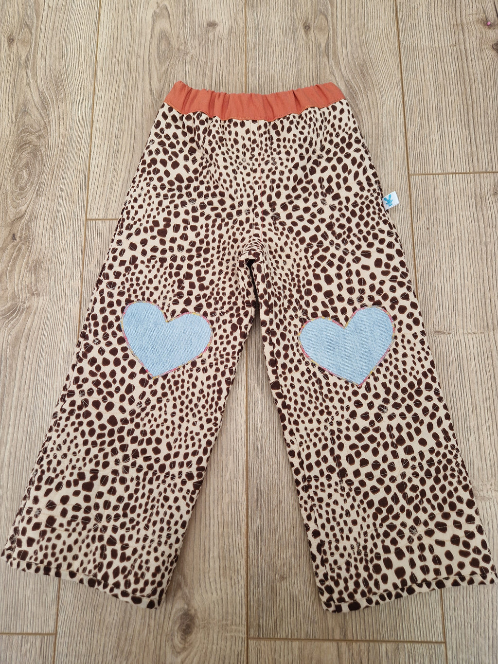 Animal Print Quilted Applique Heart Trousers - Aged 2-3