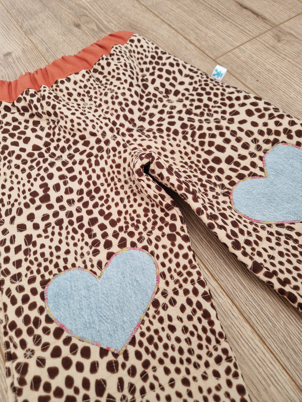 Animal Print Quilted Applique Heart Trousers - Aged 2-3