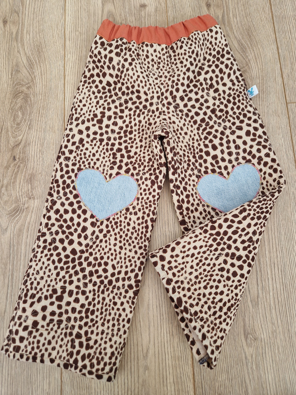 Animal Print Quilted Applique Heart Trousers - Aged 2-3