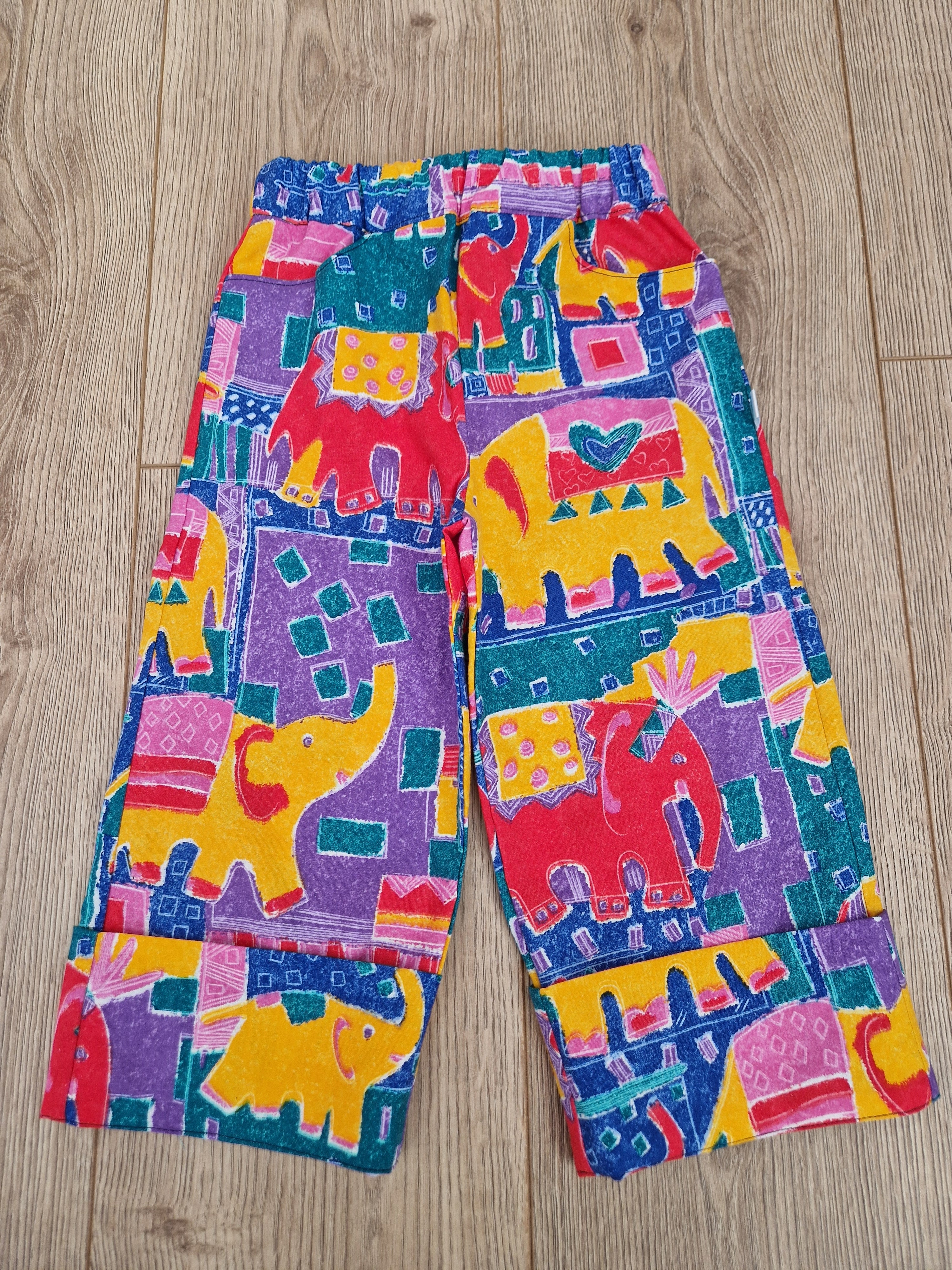 90's Style Elephant Print Trousers - Aged 2-3