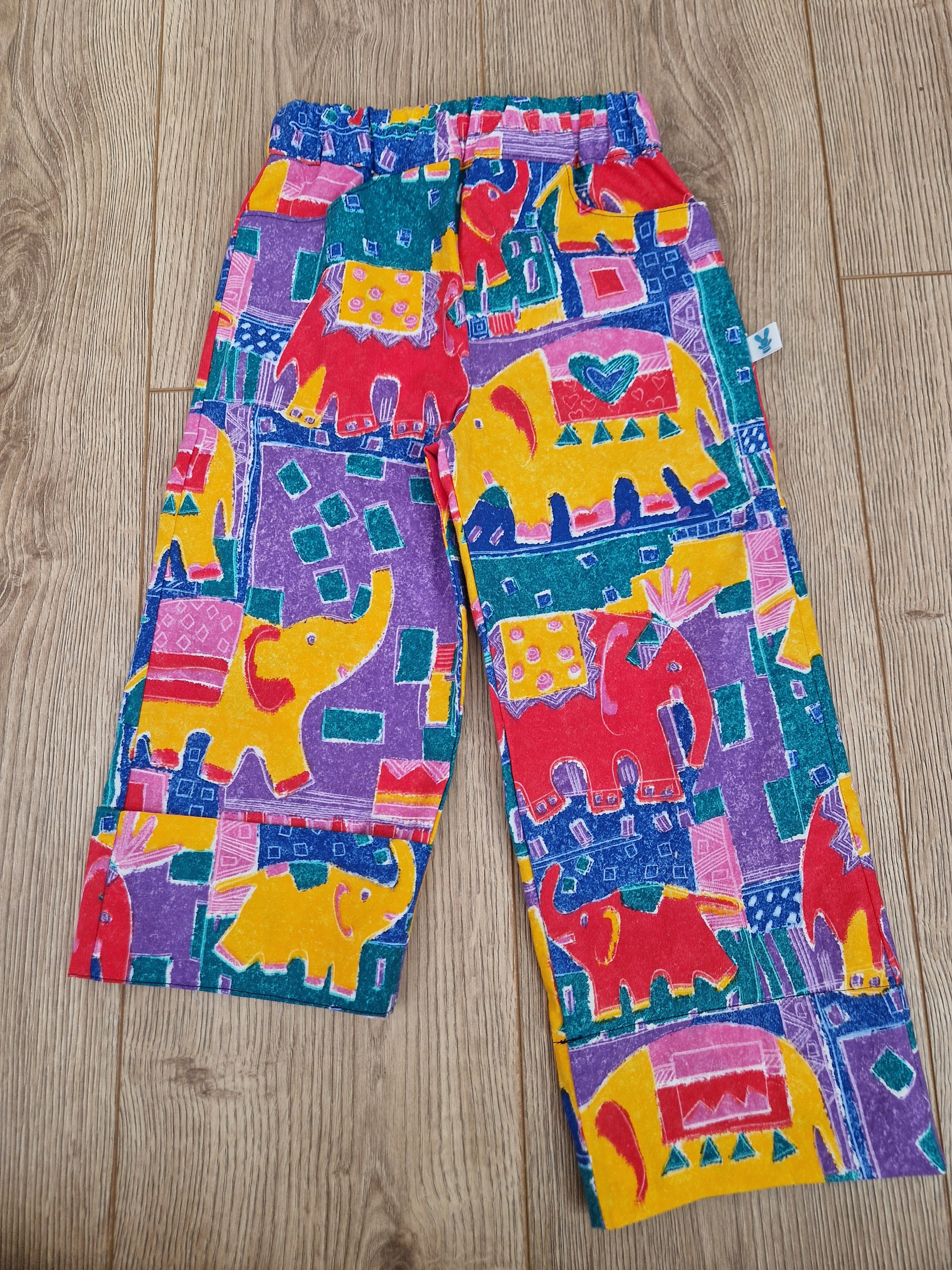90's Style Elephant Print Trousers - Aged 2-3