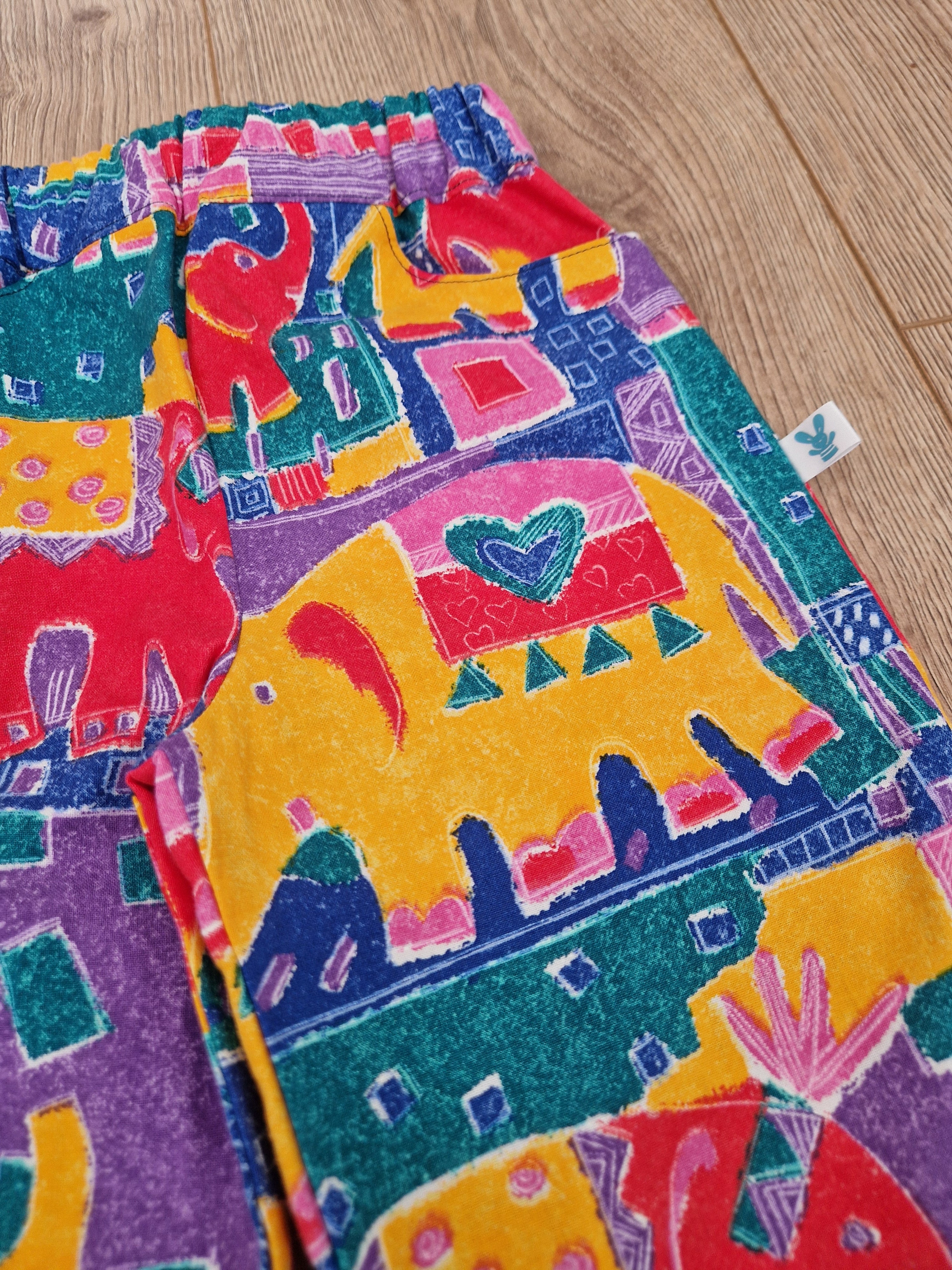 90's Style Elephant Print Trousers - Aged 2-3
