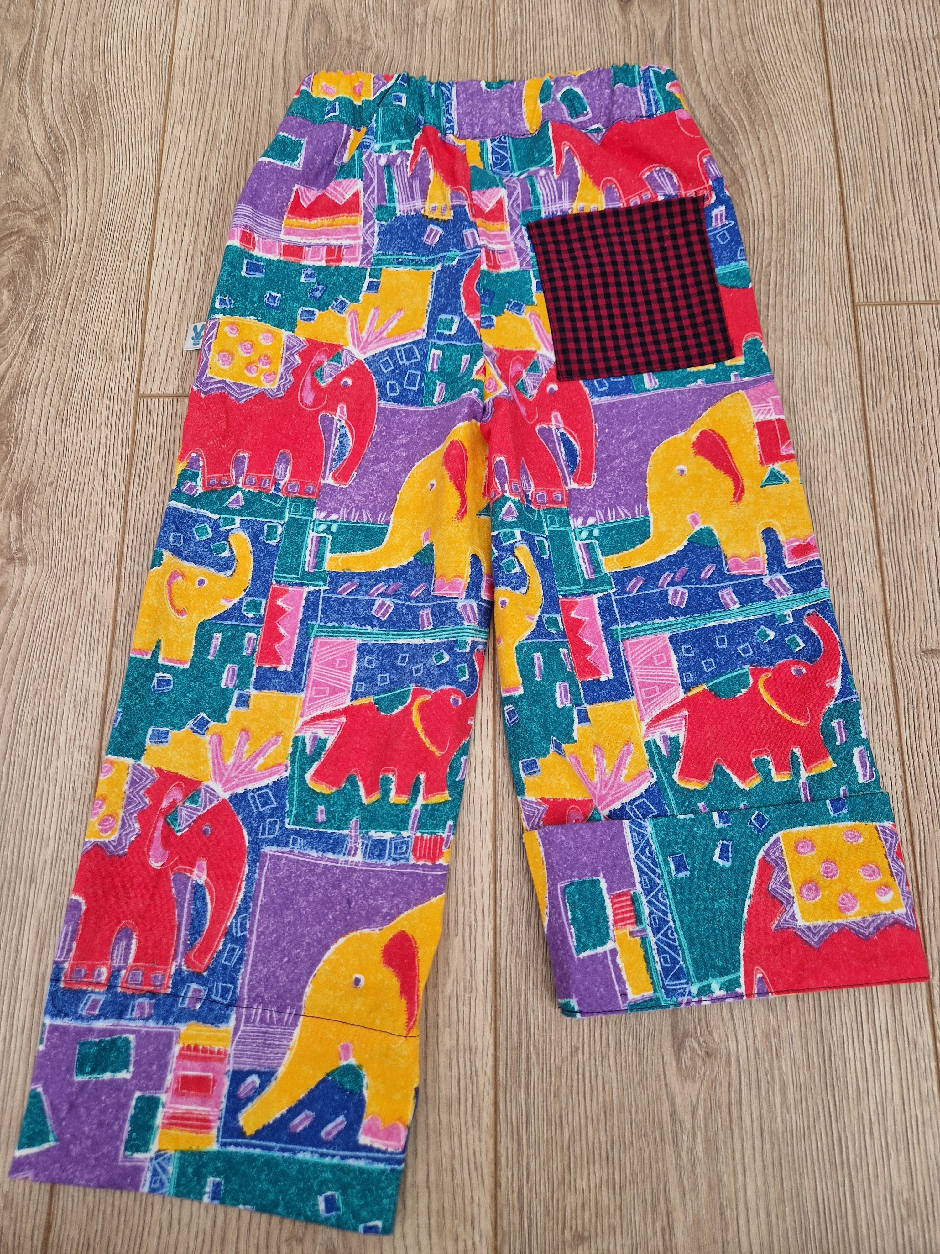 90's Style Elephant Print Trousers - Aged 2-3