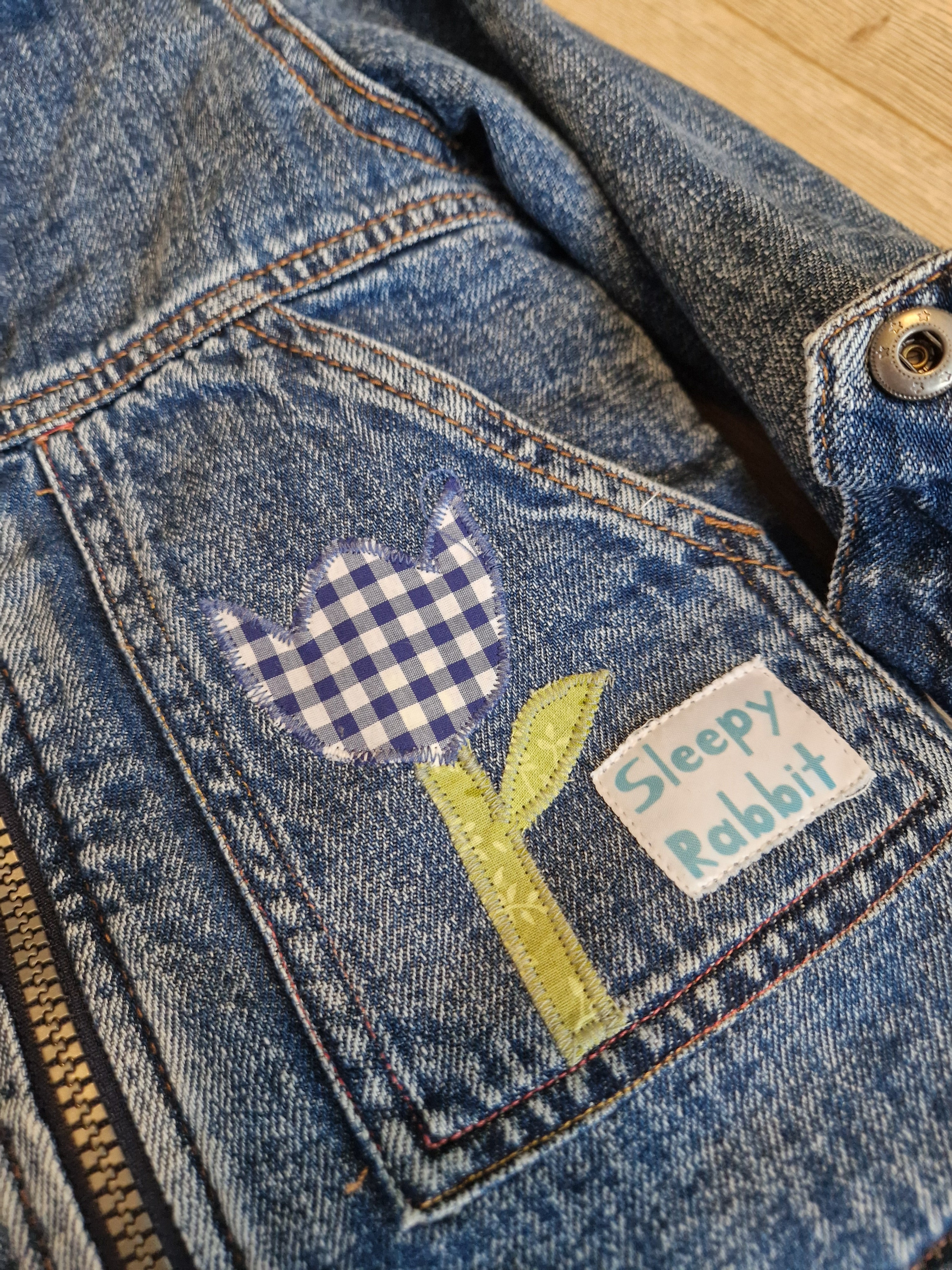 Fur Lined Denim Jacket with Rabbit Panel Back