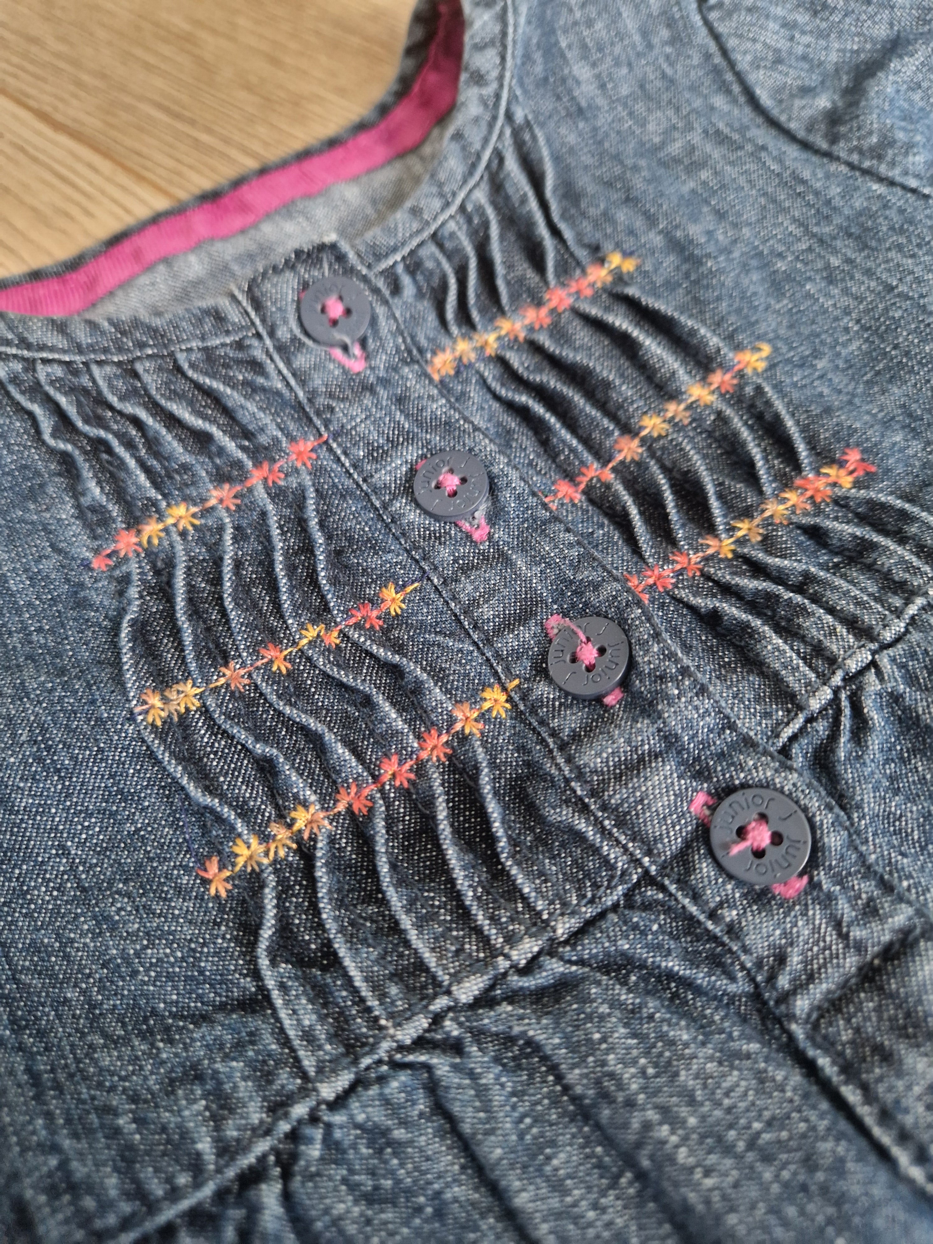 Flower Applique Denim Dress - Aged 2-3