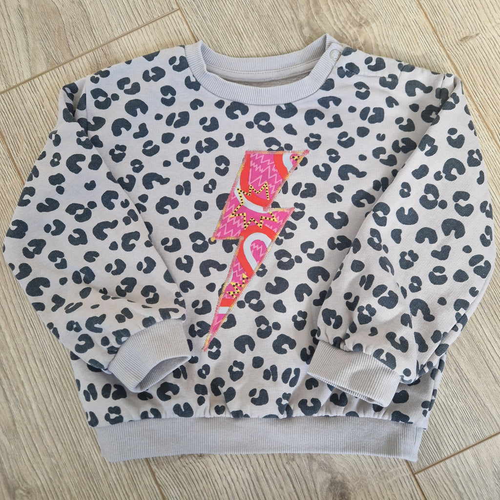 Lightening Bolt Leopard Print Sweatshirt - Aged 18-24 months