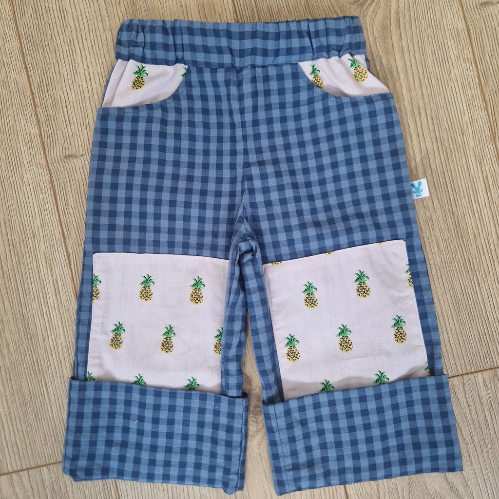 Blue Checkered Pineapple Trousers - Aged 1-2