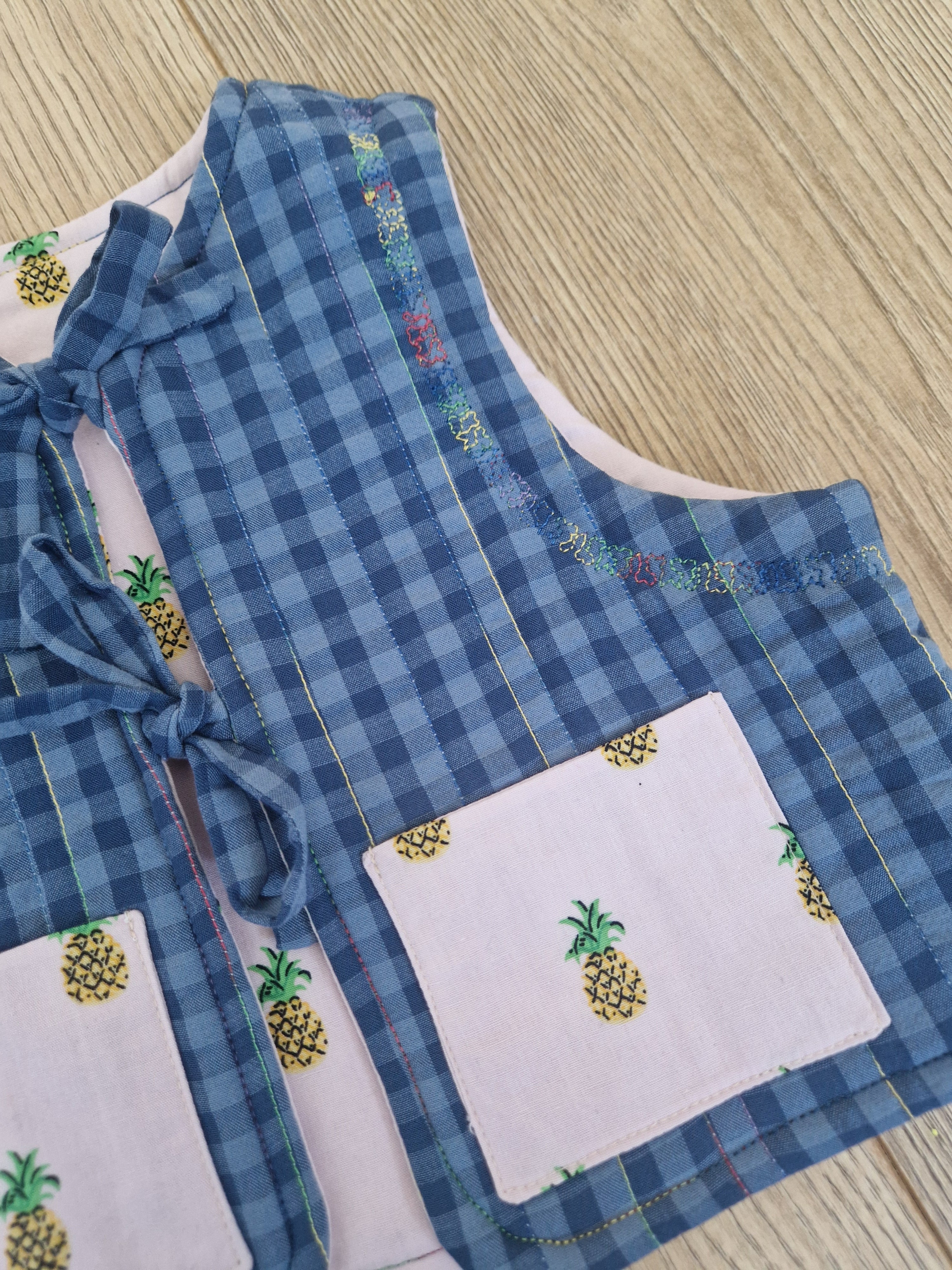 Blue Checkered Pineapple Waistcoat - Aged 1-2