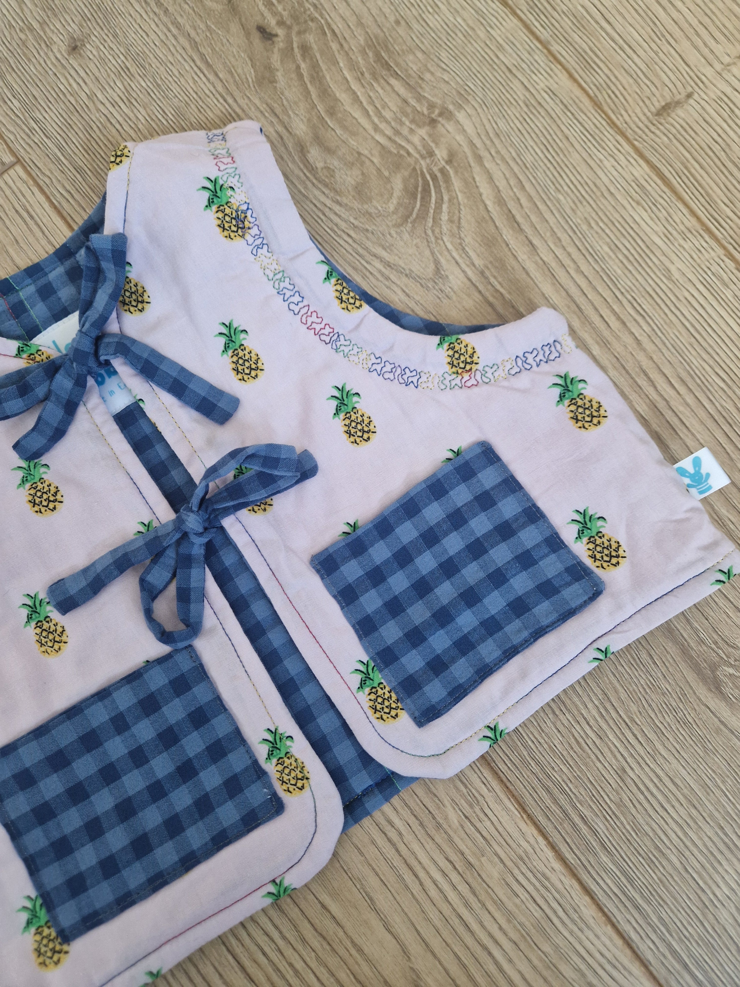 Blue Checkered Pineapple Waistcoat - Aged 1-2