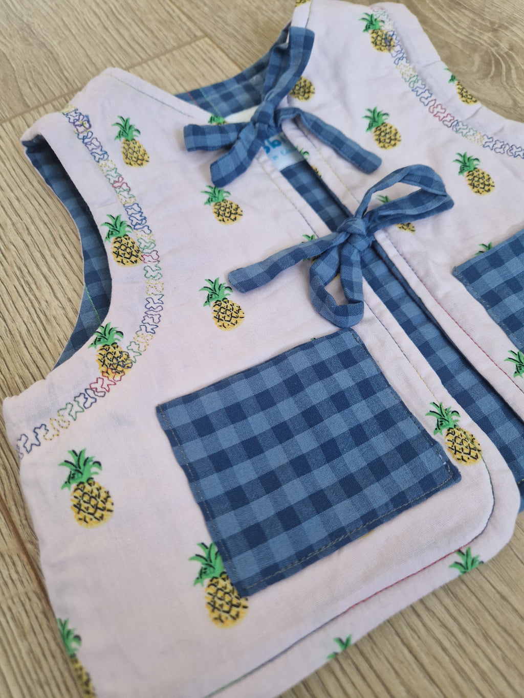 Blue Checkered Pineapple Waistcoat - Aged 1-2