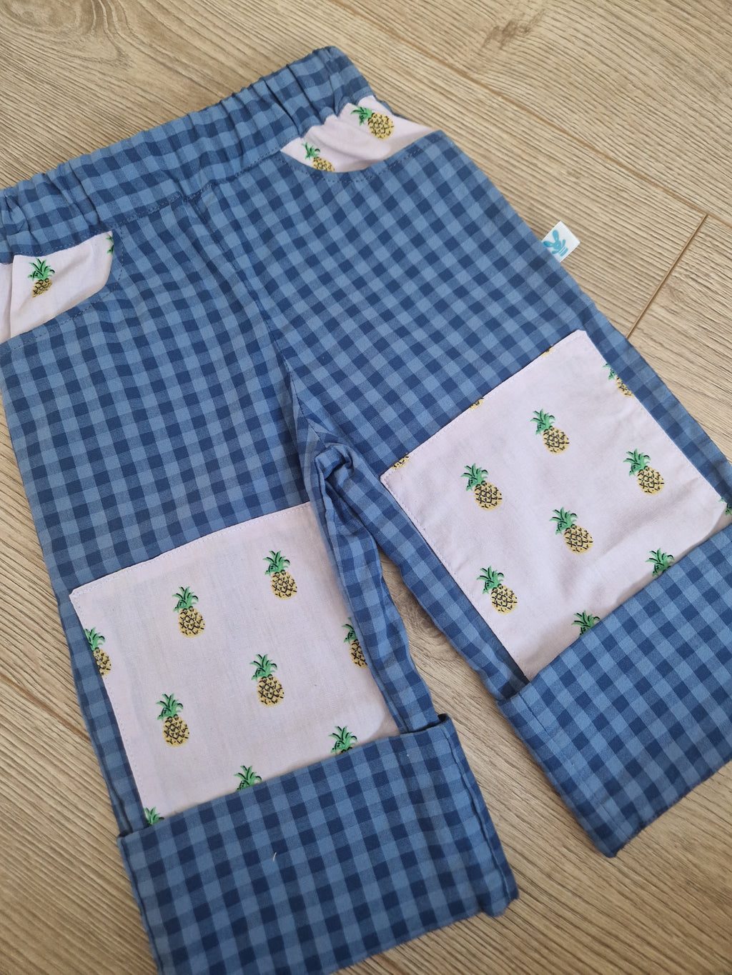 Blue Checkered Pineapple Trousers - Aged 1-2