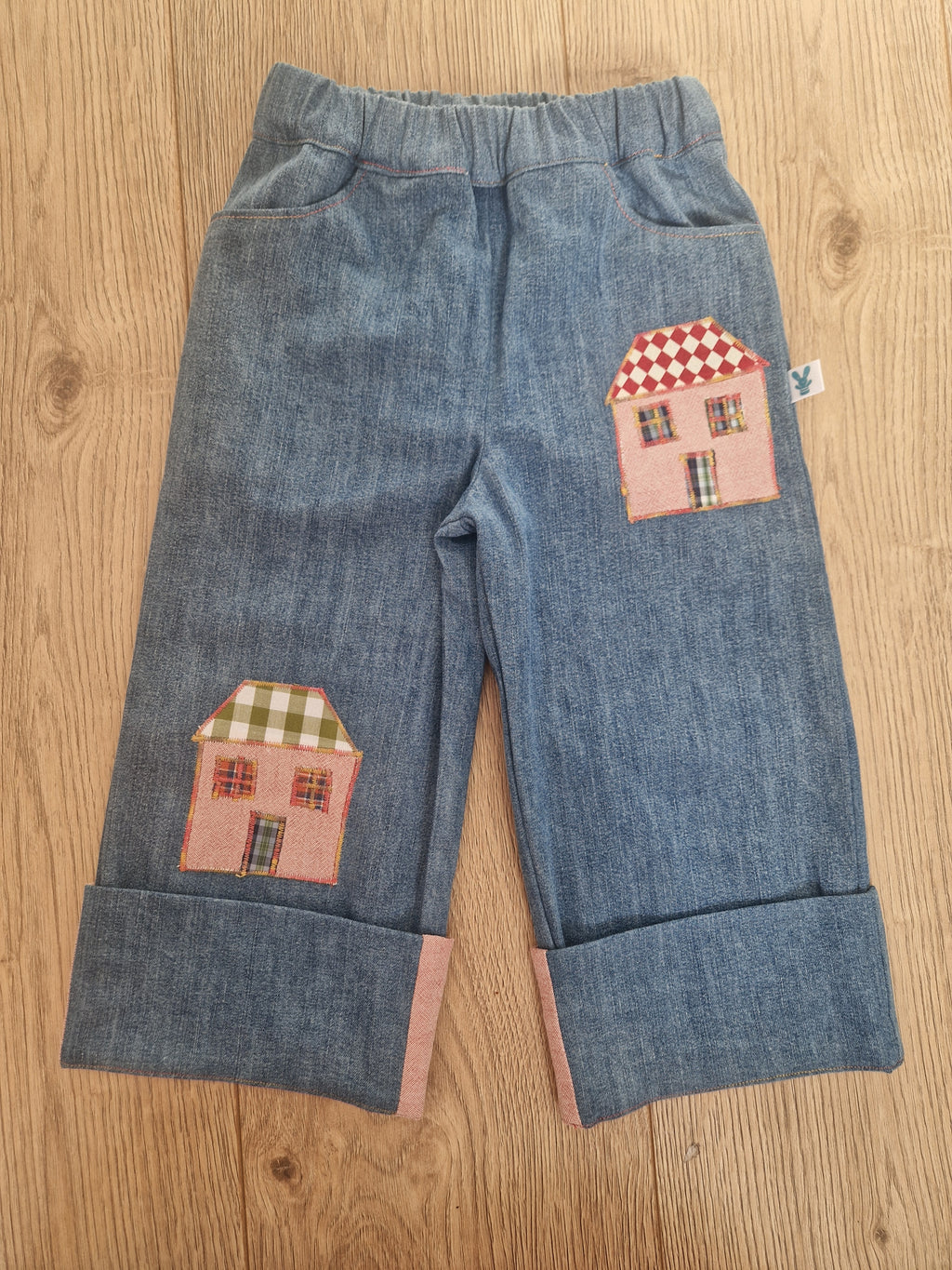 Denim Toddler Trousers With House Applique - Age 2-3