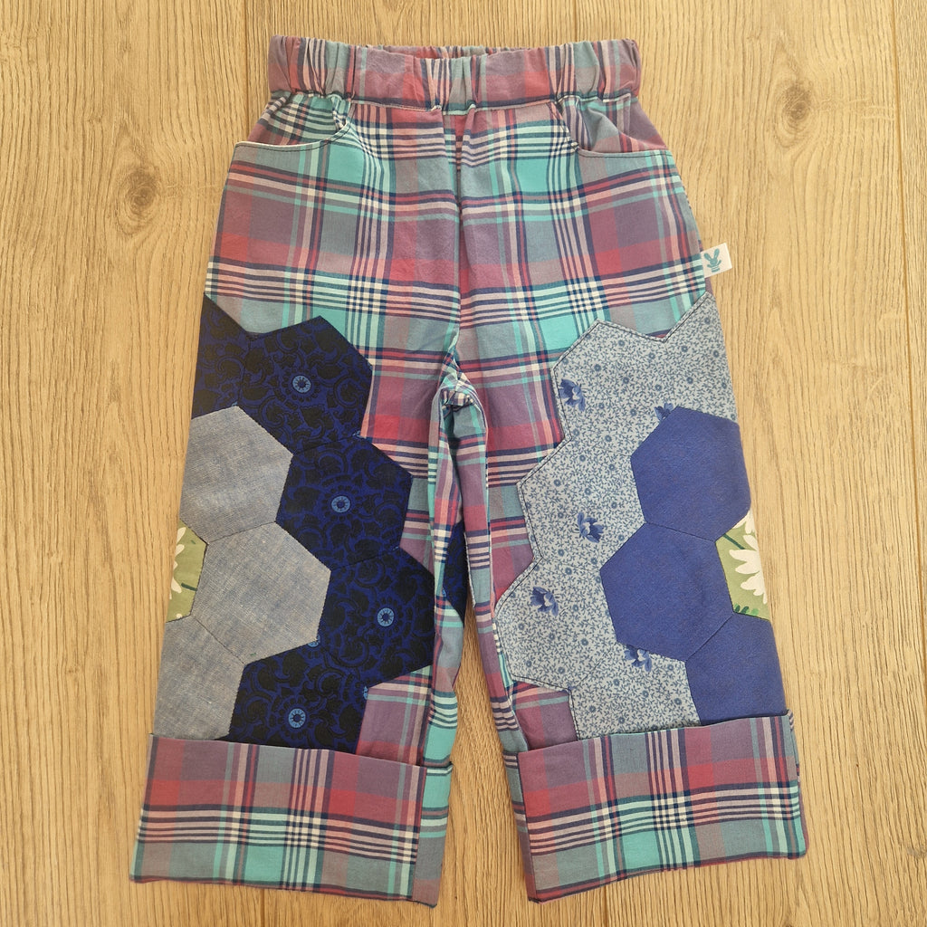 Checkered Trousers With Hexagon Patches - Age 2-3