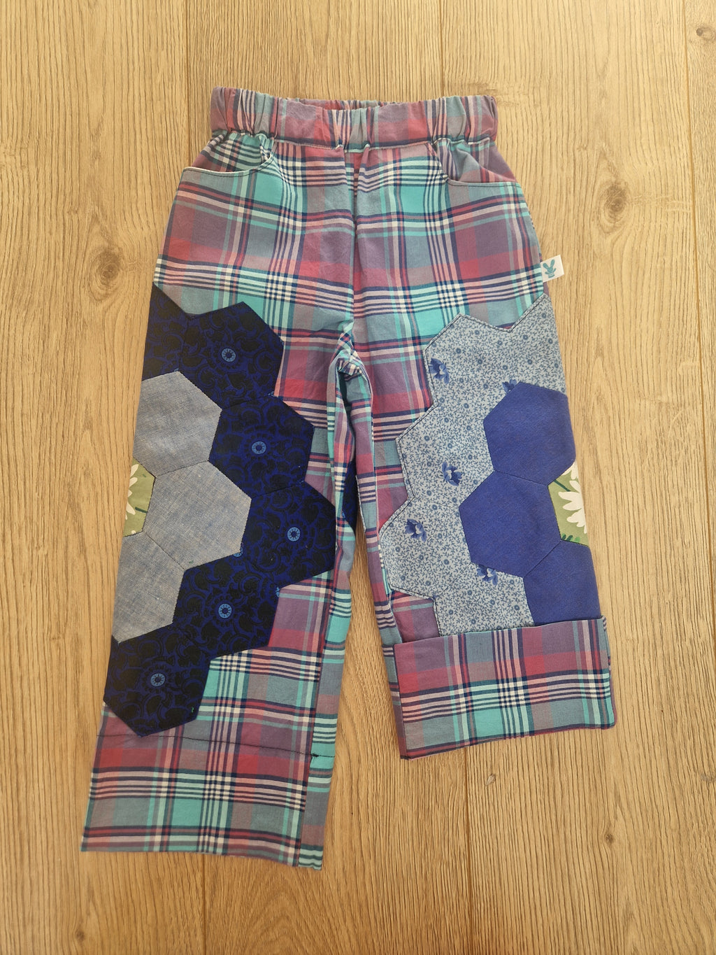 Checkered Trousers With Hexagon Patches - Age 2-3
