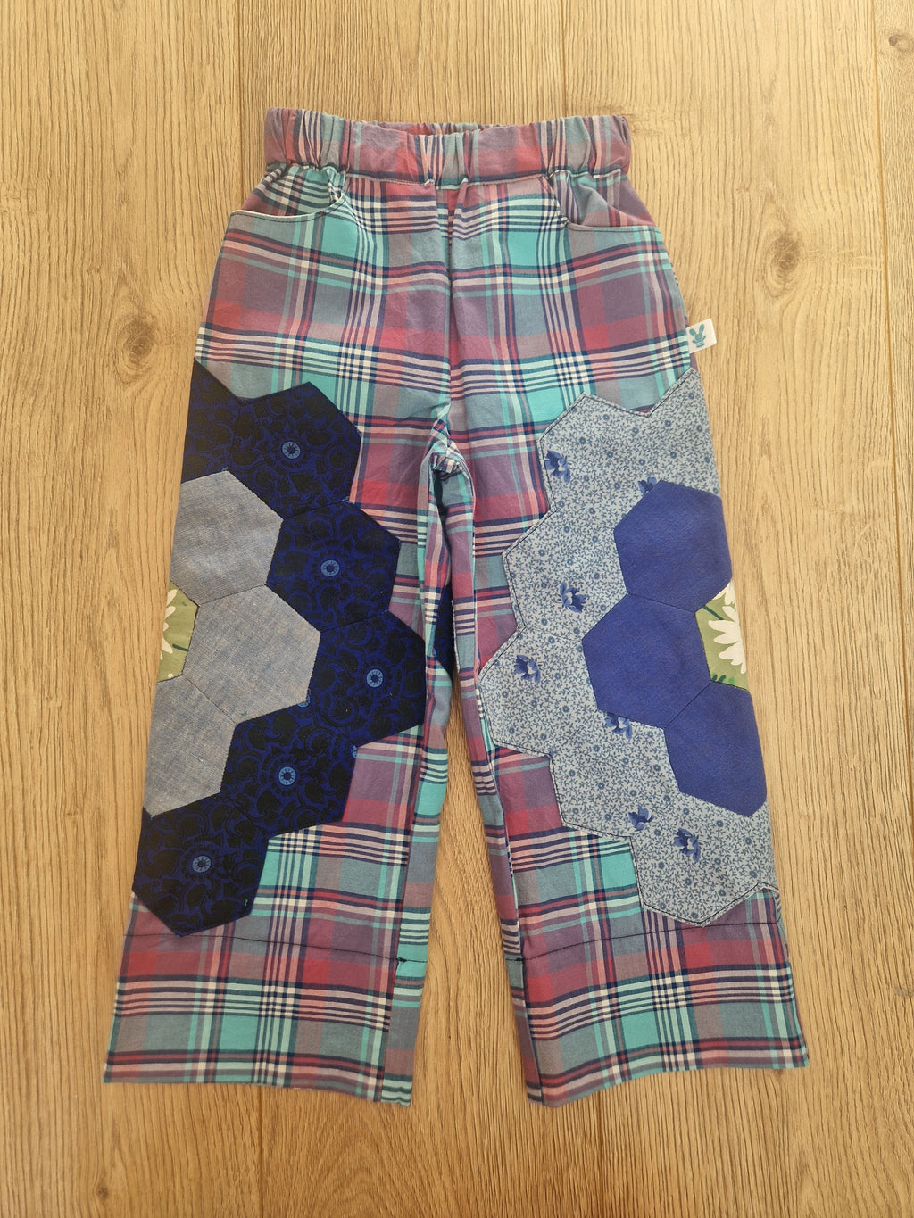 Checkered Trousers With Hexagon Patches - Age 2-3