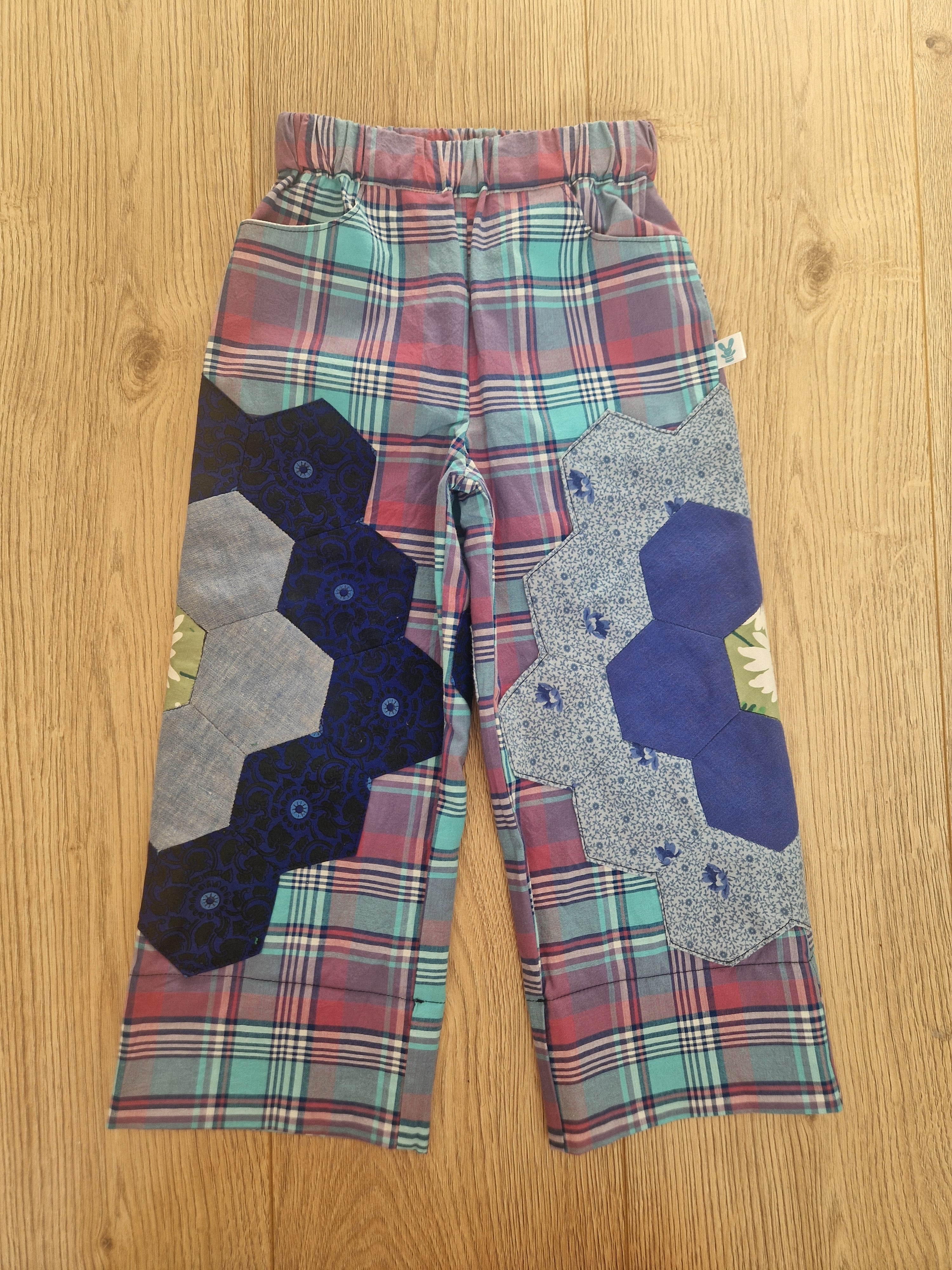 Checkered Trousers With Hexagon Patches - Age 2-3