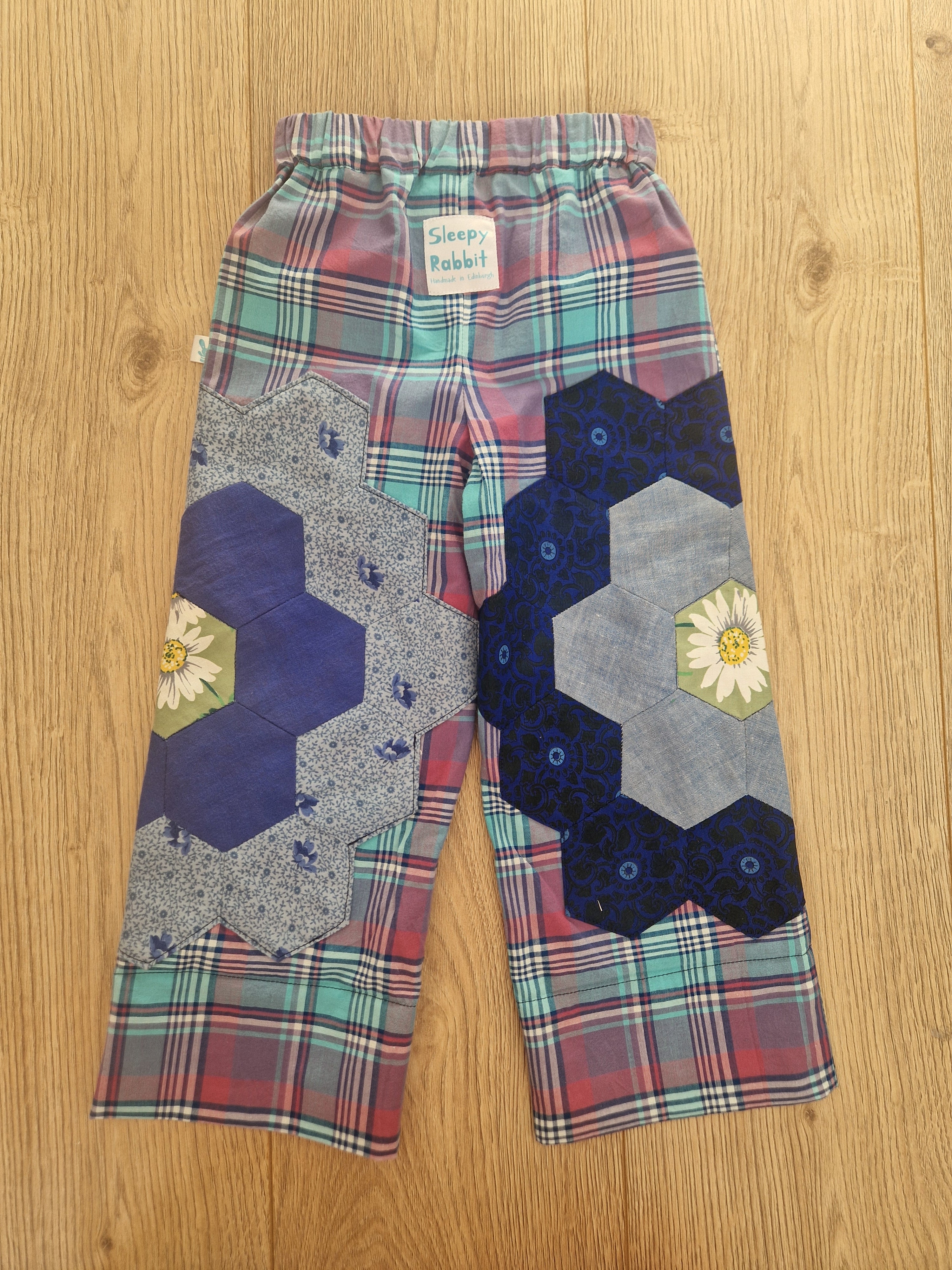 Checkered Trousers With Hexagon Patches - Age 2-3