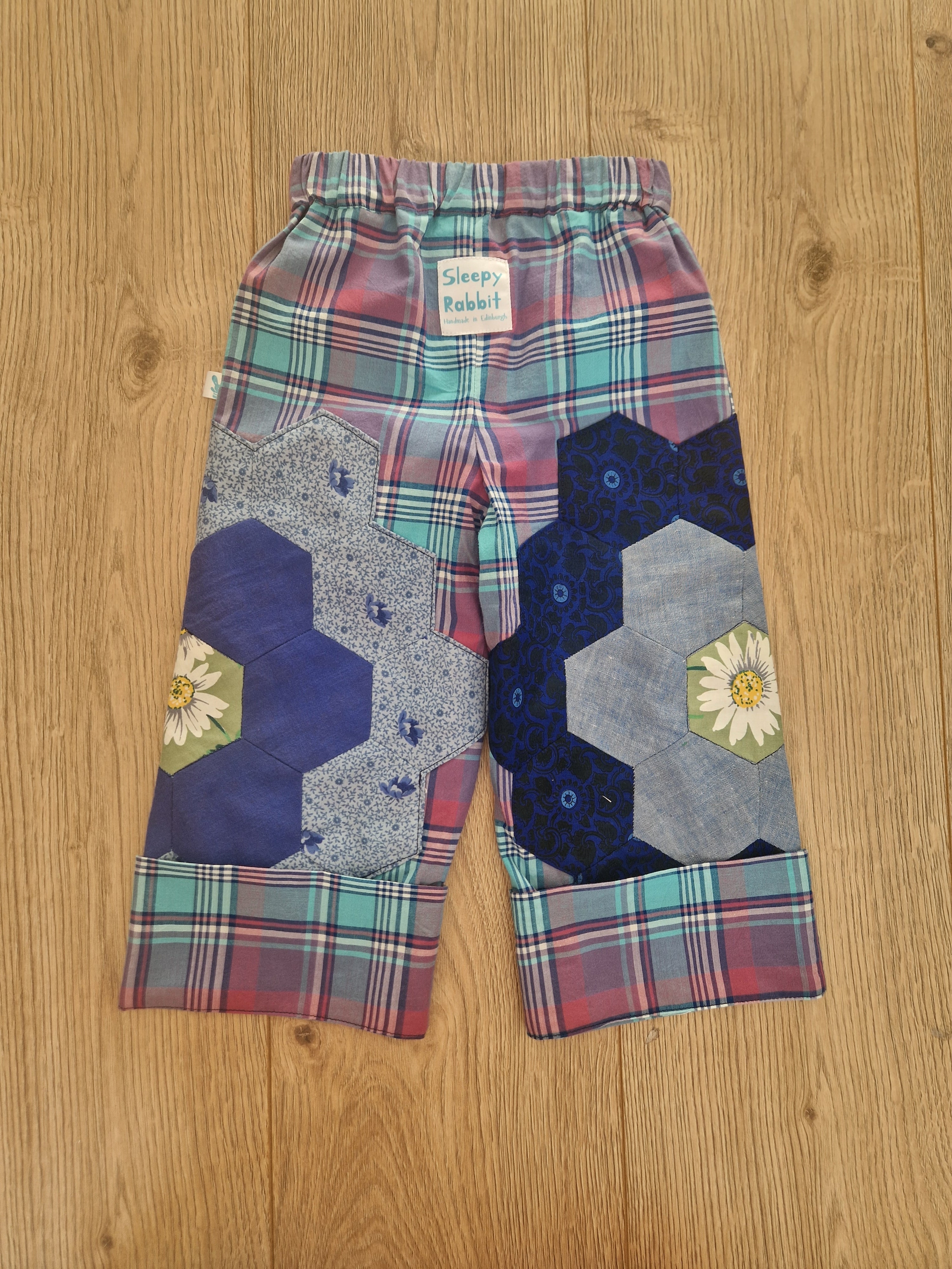 Checkered Trousers With Hexagon Patches - Age 2-3