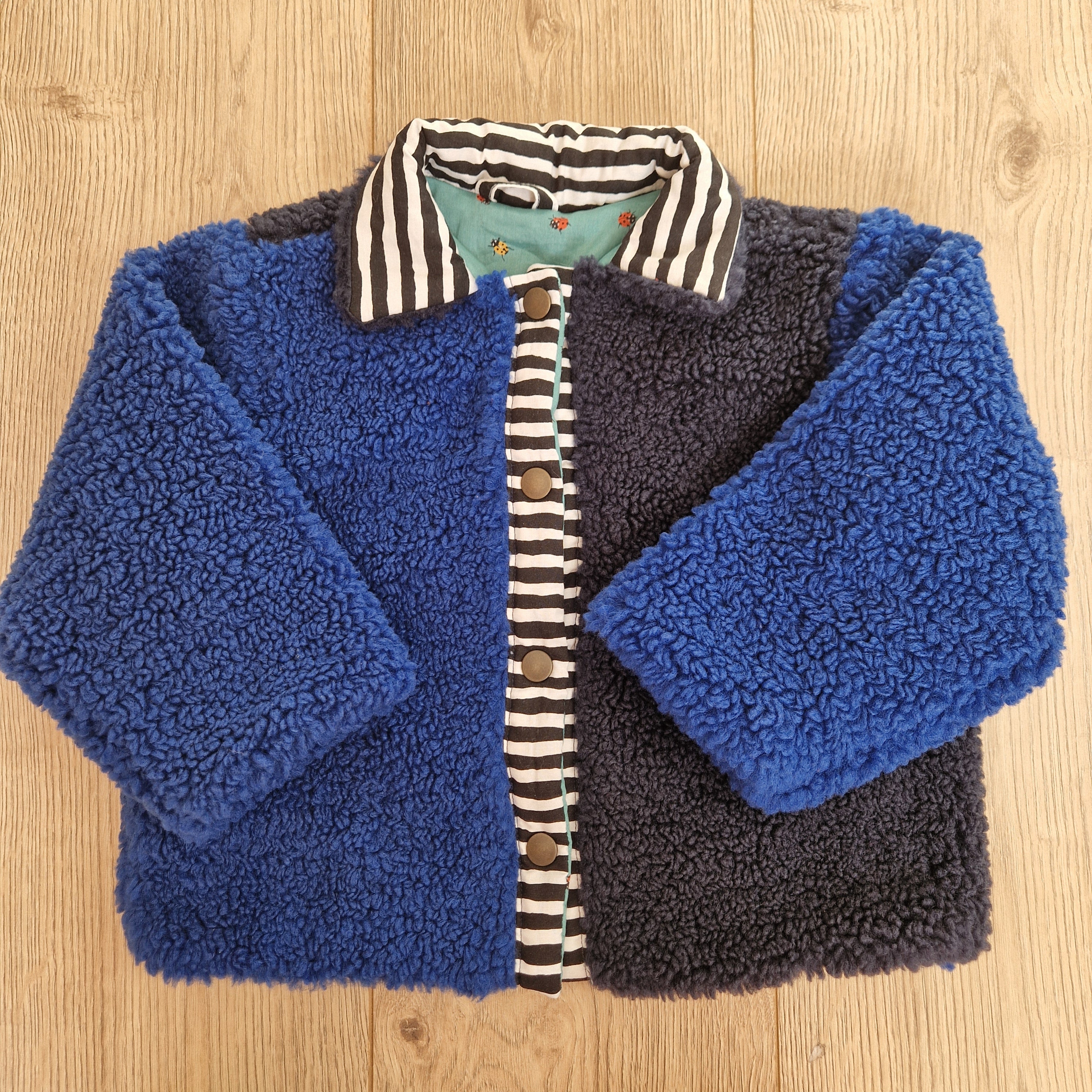 Blue and Navy Fleece Jacket with Moon and Stars Applique - Age 2-3