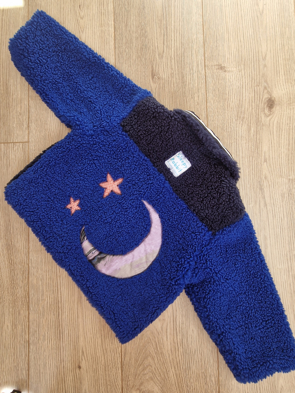 Blue and Navy Fleece Jacket with Moon and Stars Applique - Age 2-3