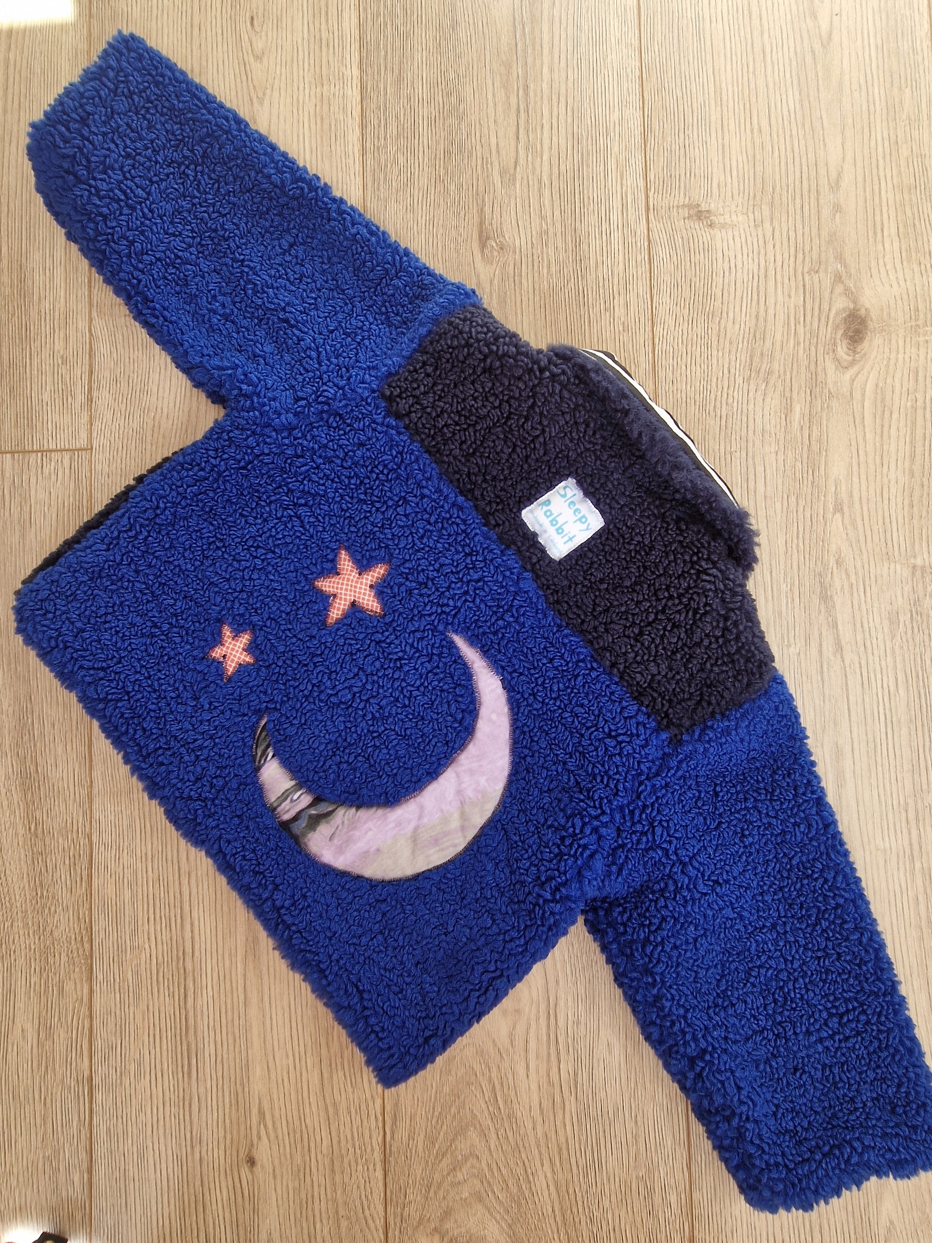 Blue and Navy Fleece Jacket with Moon and Stars Applique - Age 2-3
