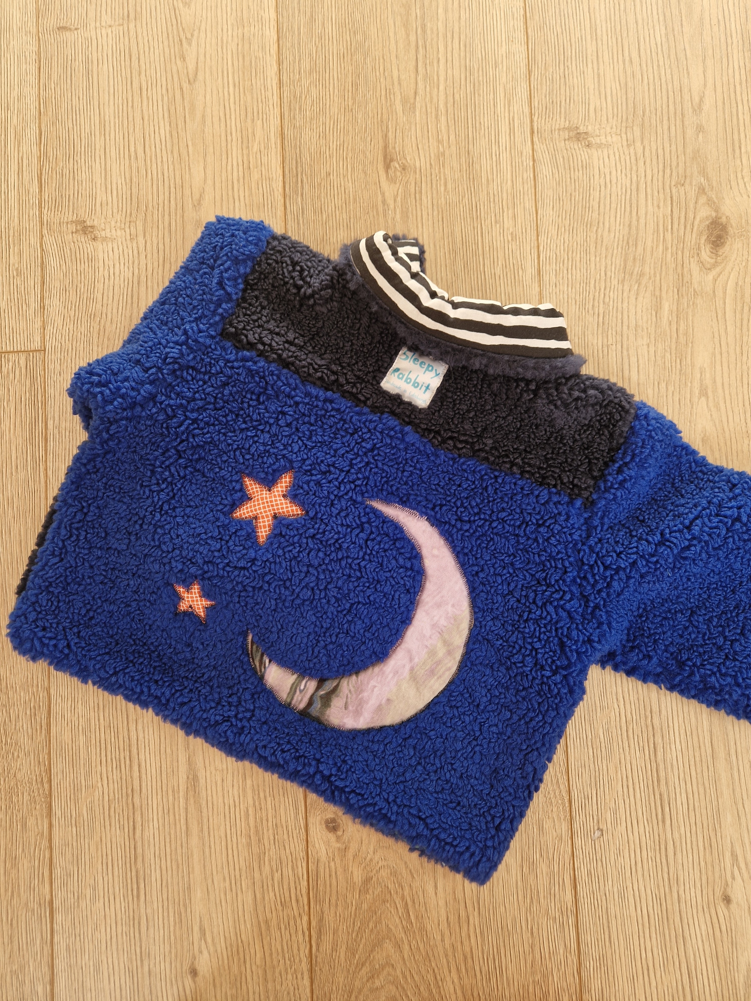 Blue and Navy Fleece Jacket with Moon and Stars Applique - Age 2-3