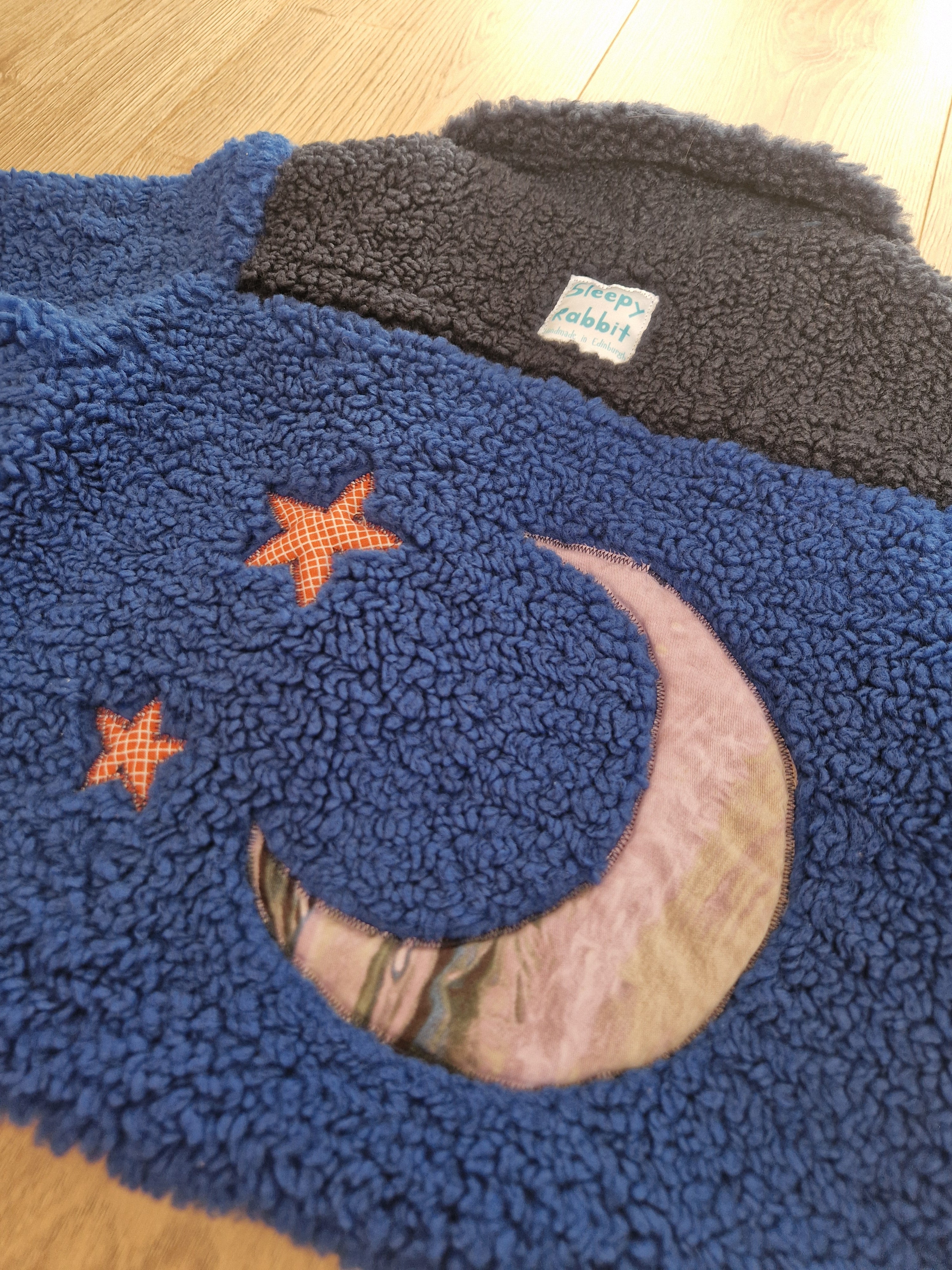 Blue and Navy Fleece Jacket with Moon and Stars Applique - Age 2-3