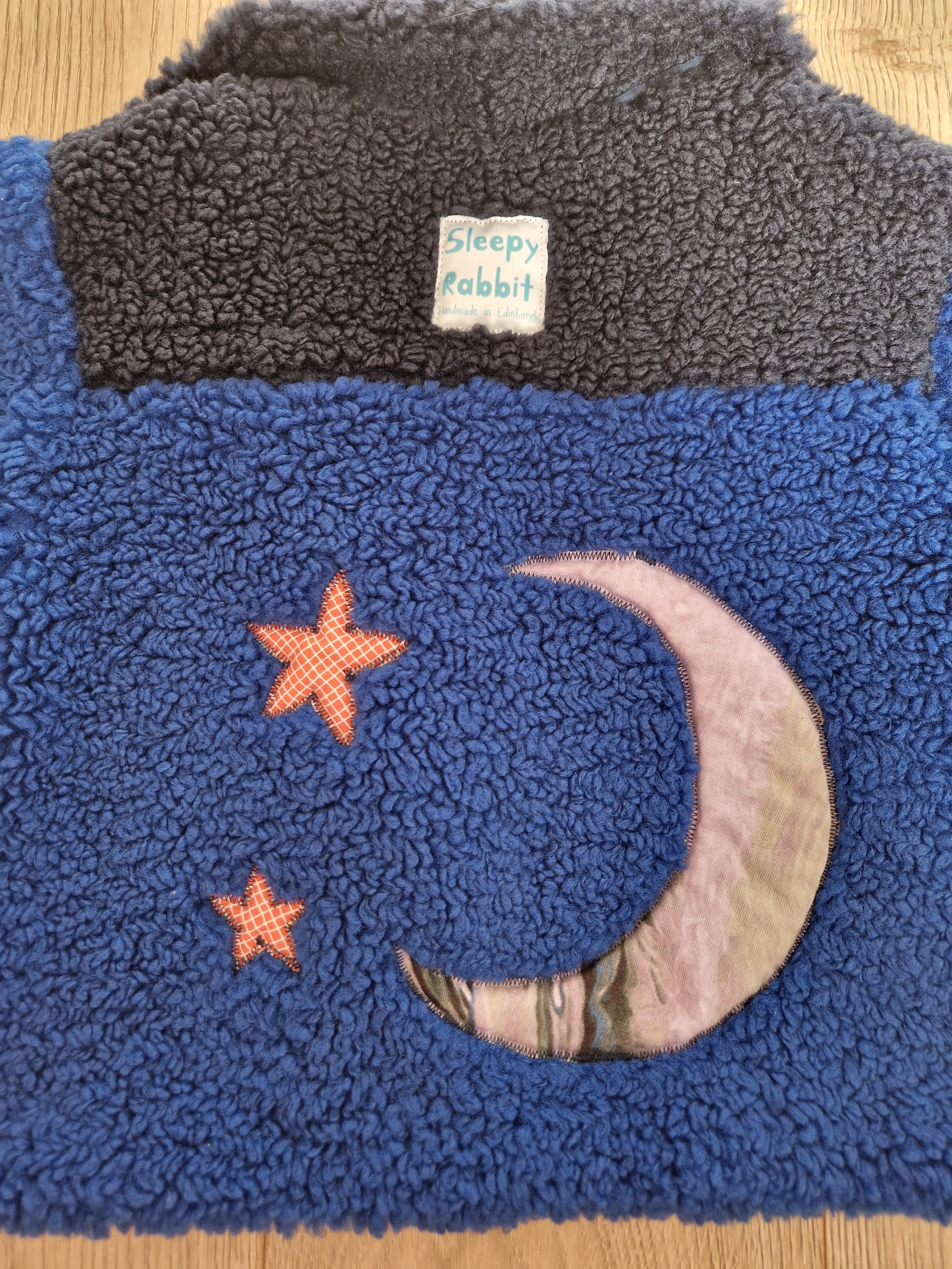 Blue and Navy Fleece Jacket with Moon and Stars Applique - Age 2-3